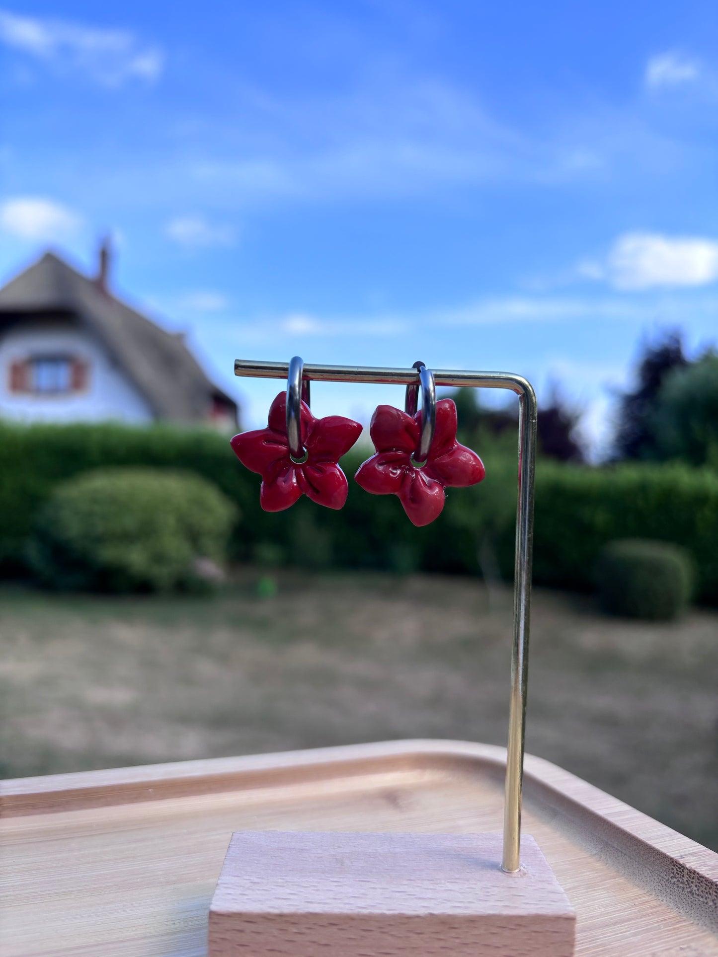 Créoles Garance framboise | Théia Bijoux
