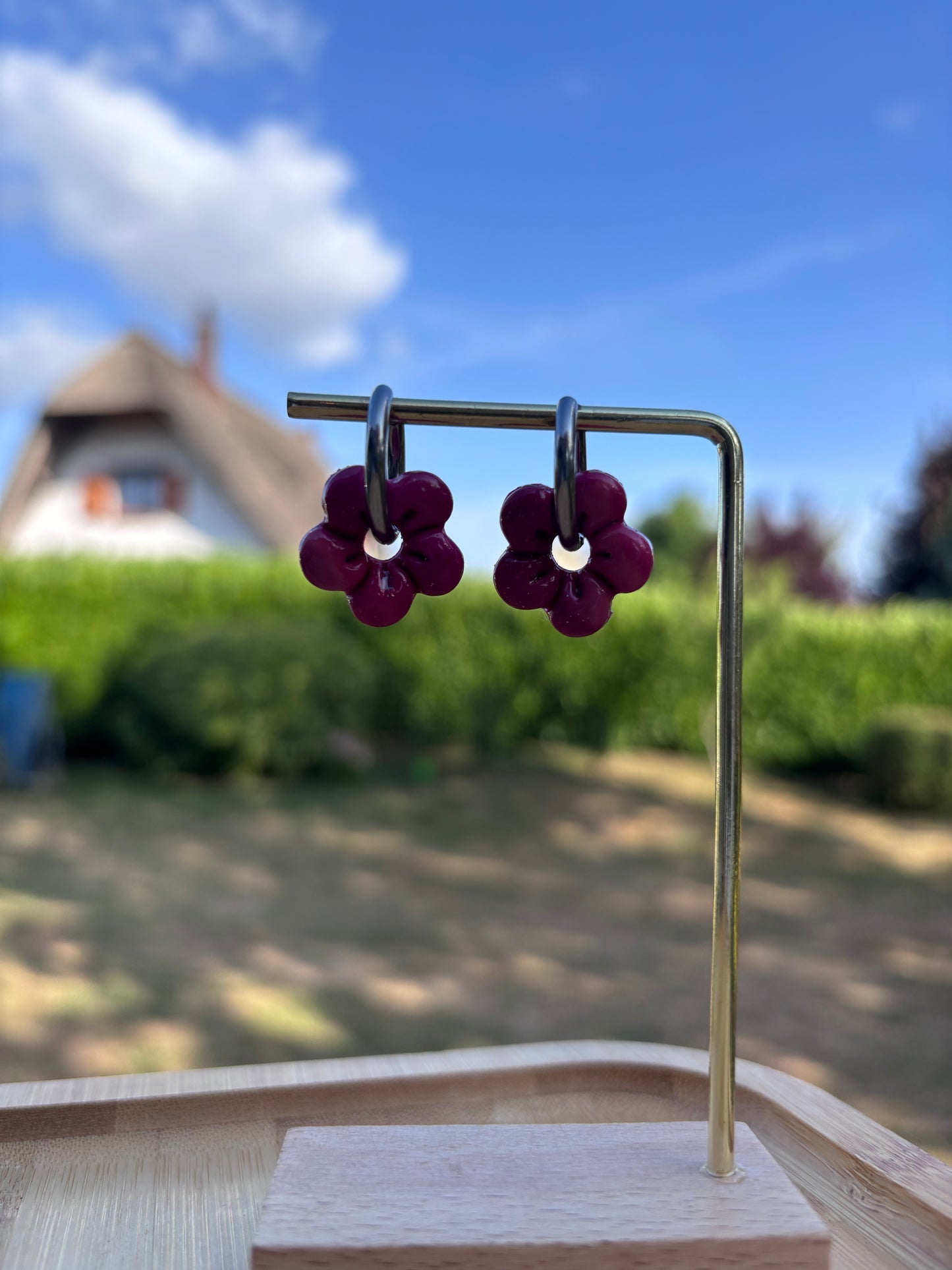 Créoles Capucine grenadine | Théia Bijoux