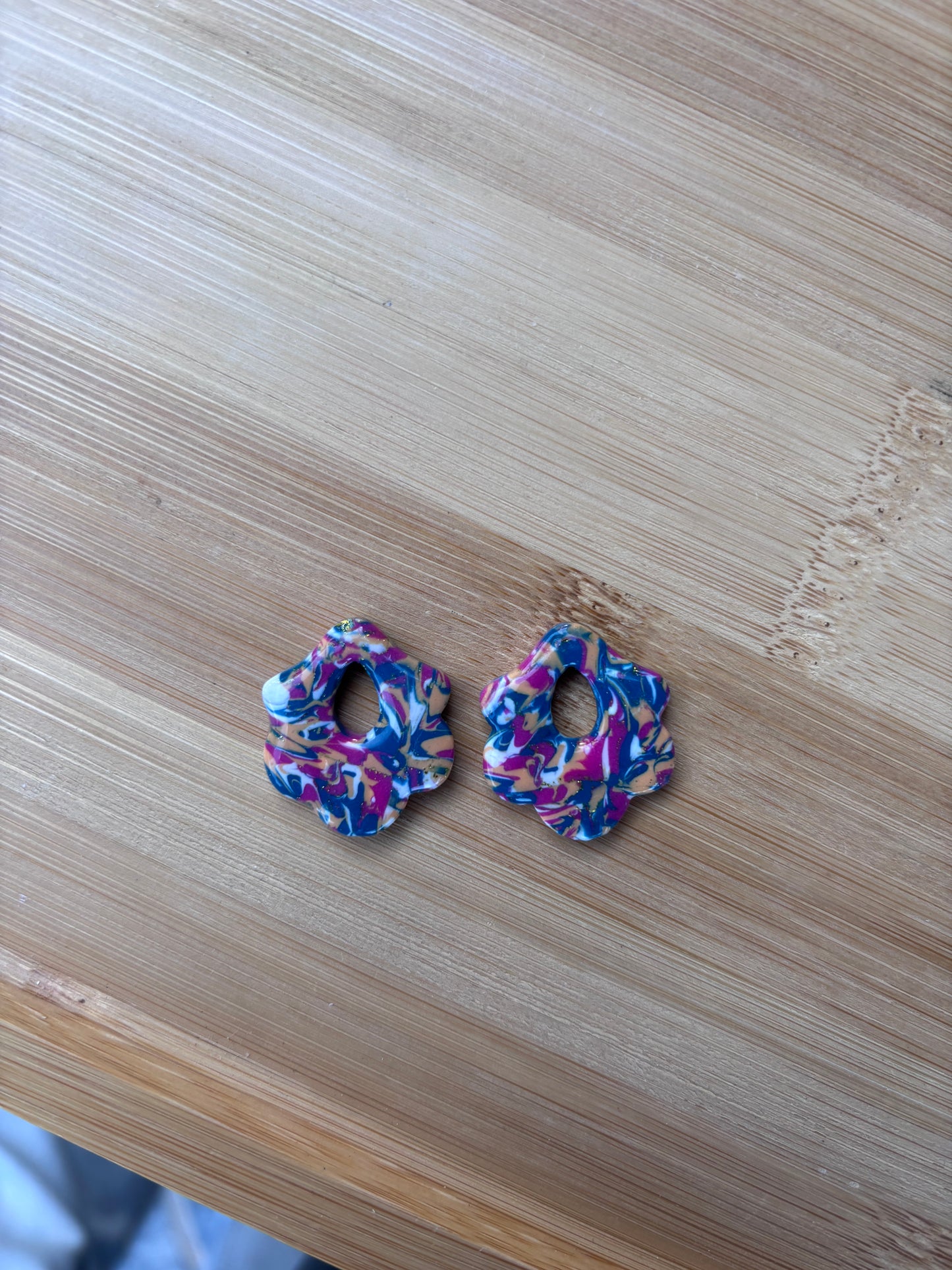Créoles Lou marbré bleu | Théia Bijoux