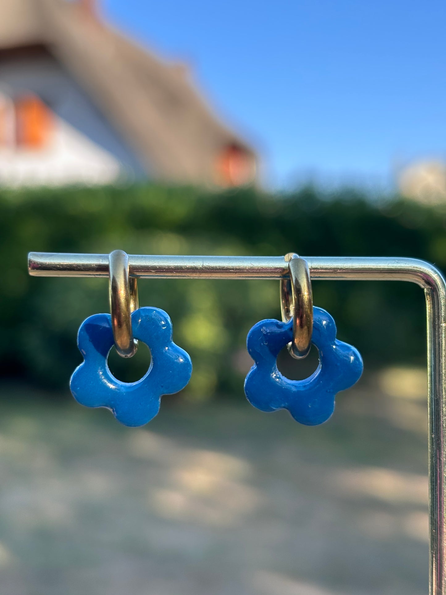 Créoles Mini Margarita bleu canard | Théia Bijoux
