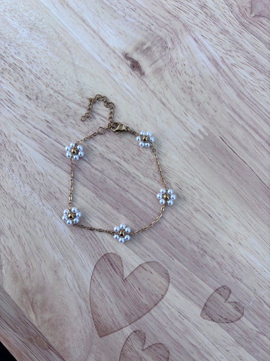 Bracelet paquerettes blanc  | Théia Bijoux