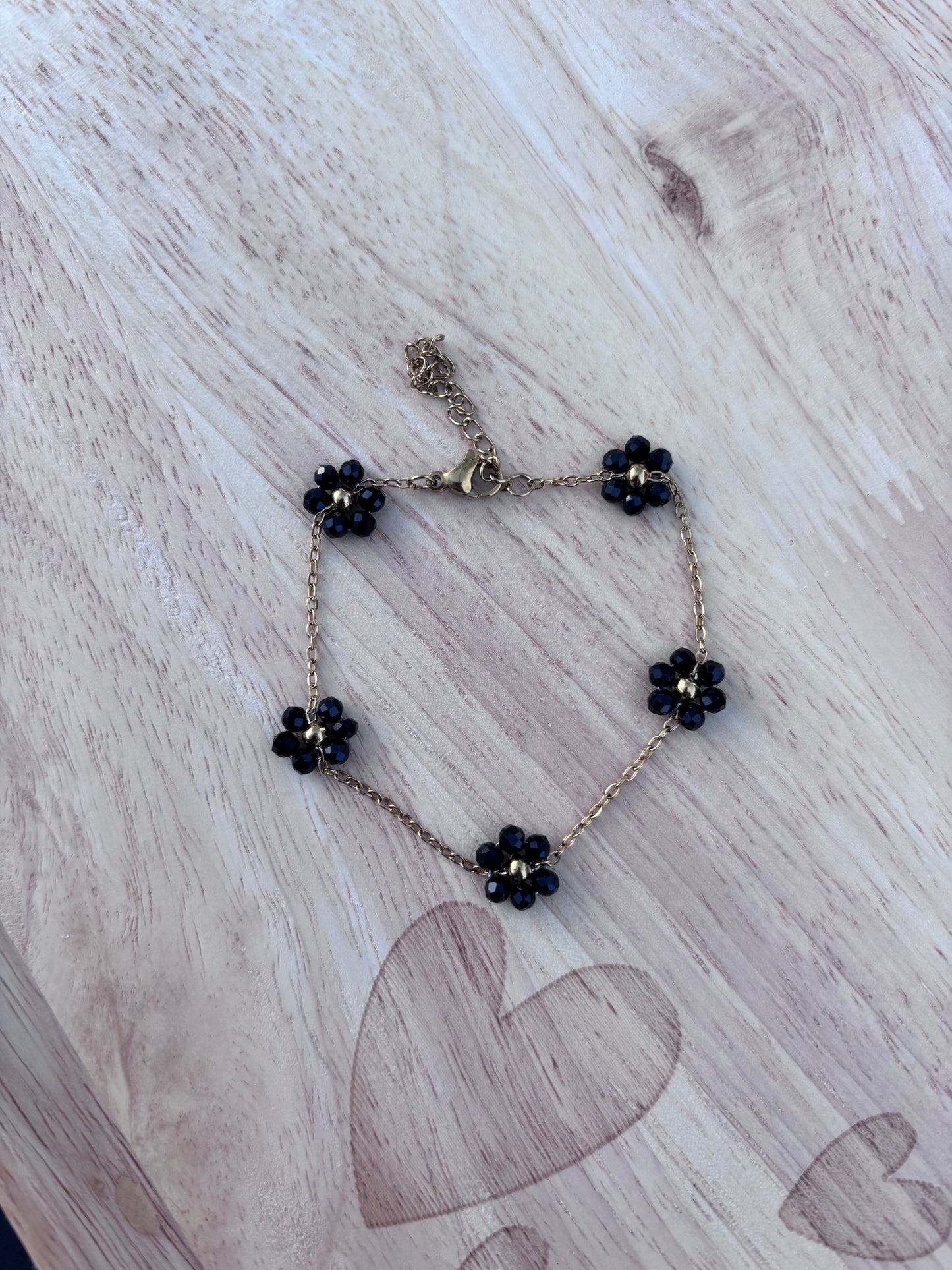 Bracelet paquerettes noire | Théia Bijoux