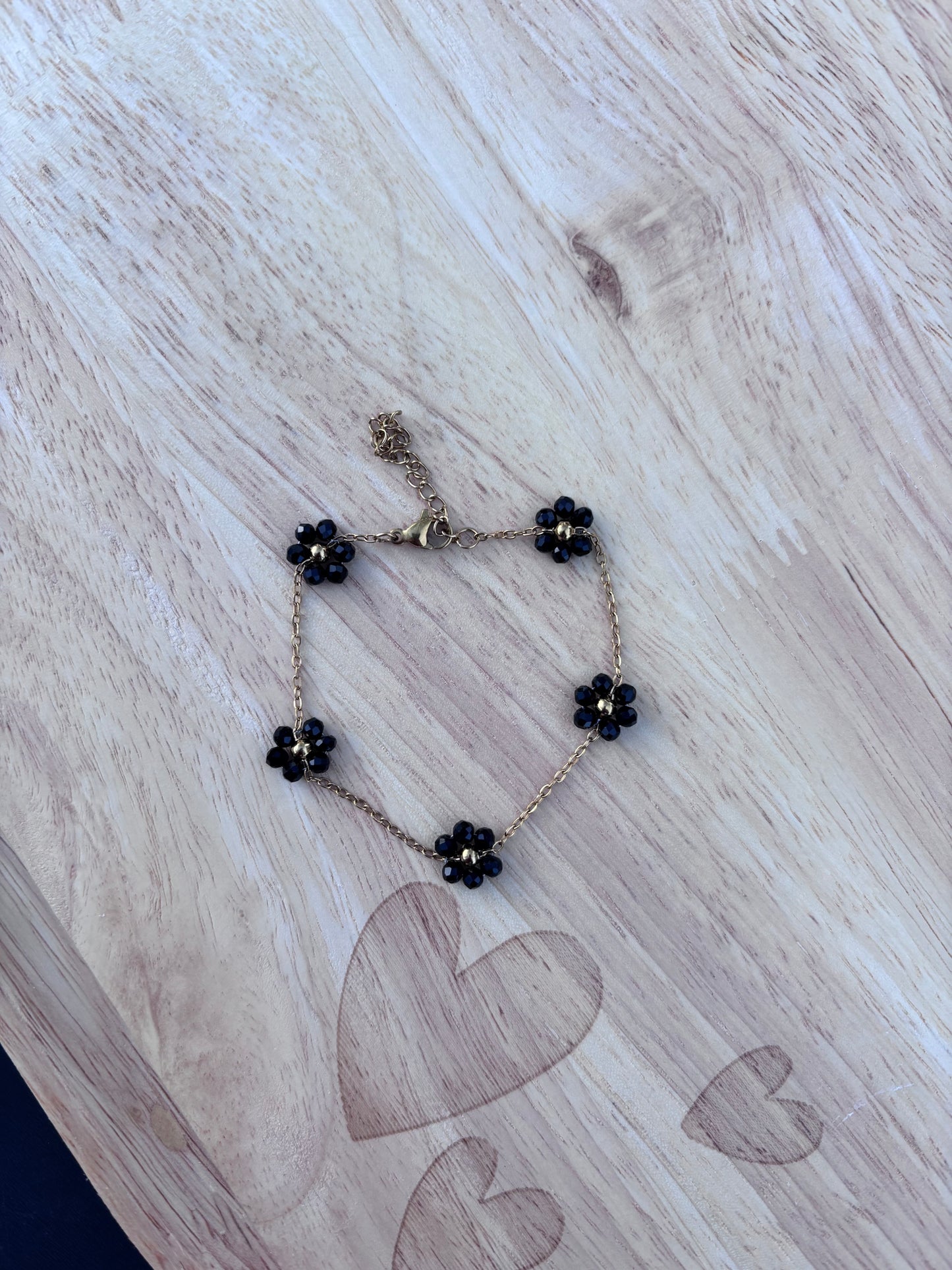 Bracelet paquerettes noire | Théia Bijoux