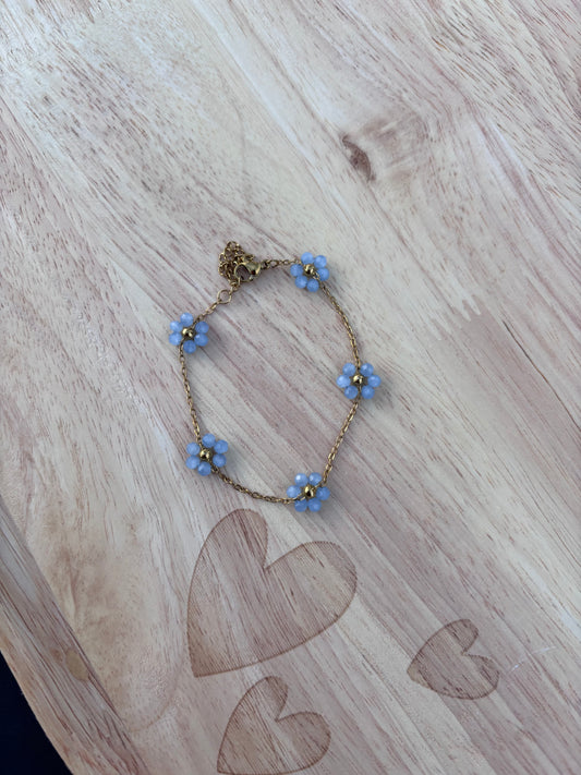 Bracelet paquerettes bleue| Théia Bijoux