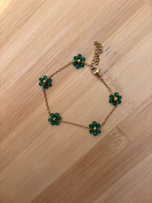 Bracelet paquerettes vertes | Théia Bijoux