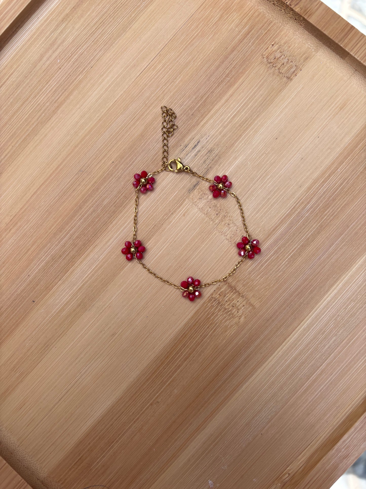 Bracelet paquerettes rouge | Théia Bijoux