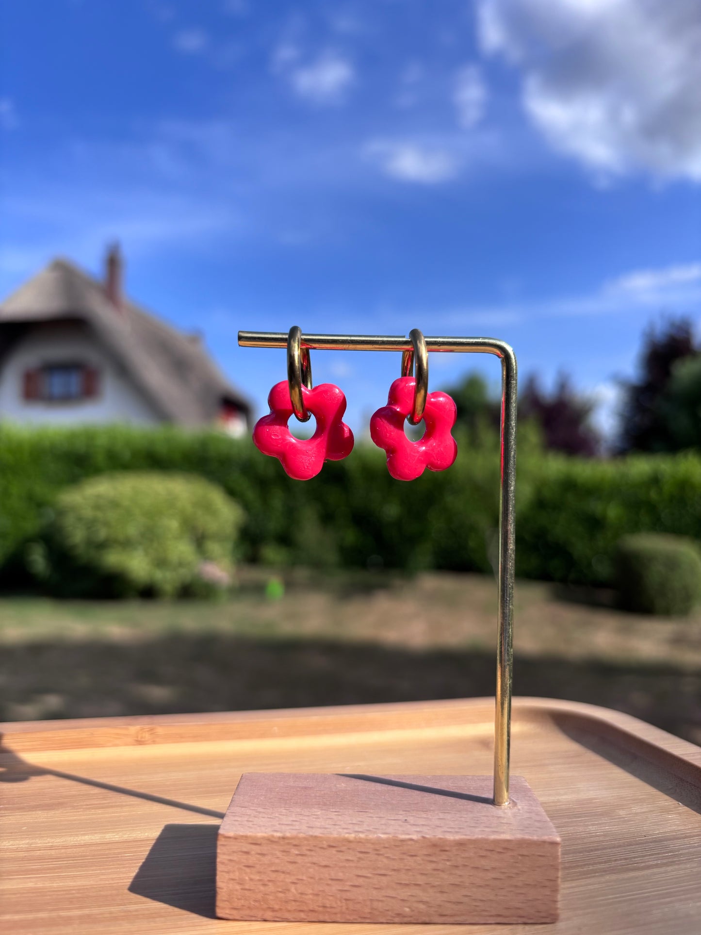 Créoles Margarita framboise | Théia Bijoux
