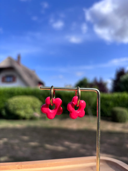 Créoles Margarita framboise | Théia Bijoux