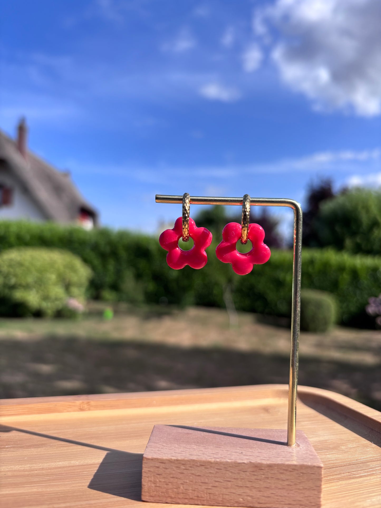 Créoles Margarita framboise | Théia Bijoux