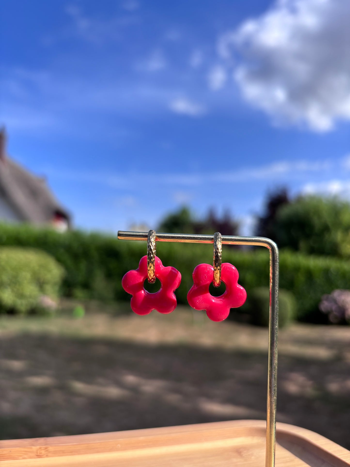 Créoles Margarita framboise | Théia Bijoux