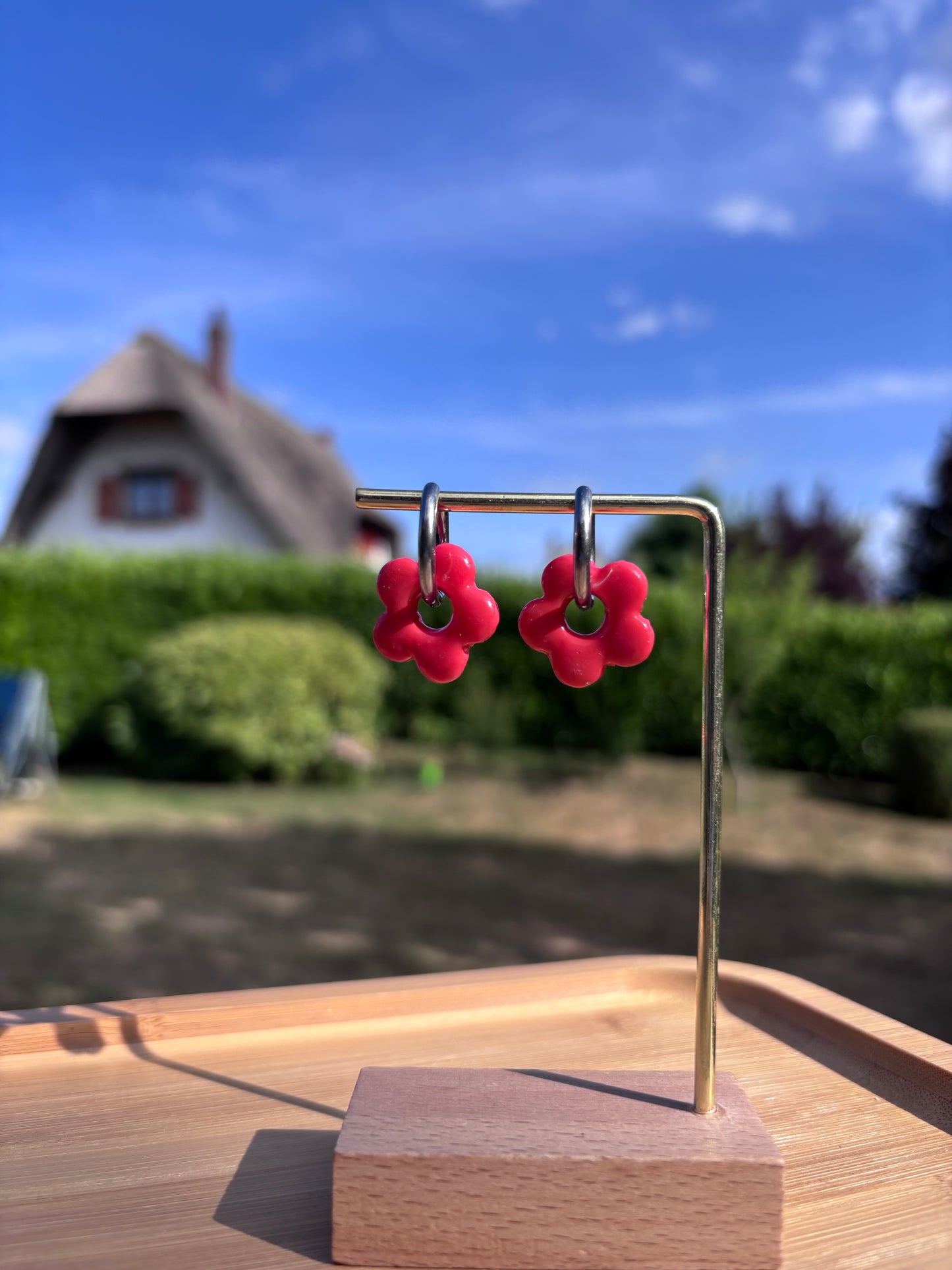 Créoles Margarita framboise | Théia Bijoux