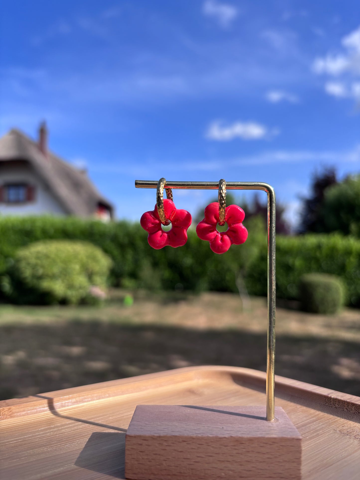 Créoles Capucine framboise | Théia Bijoux