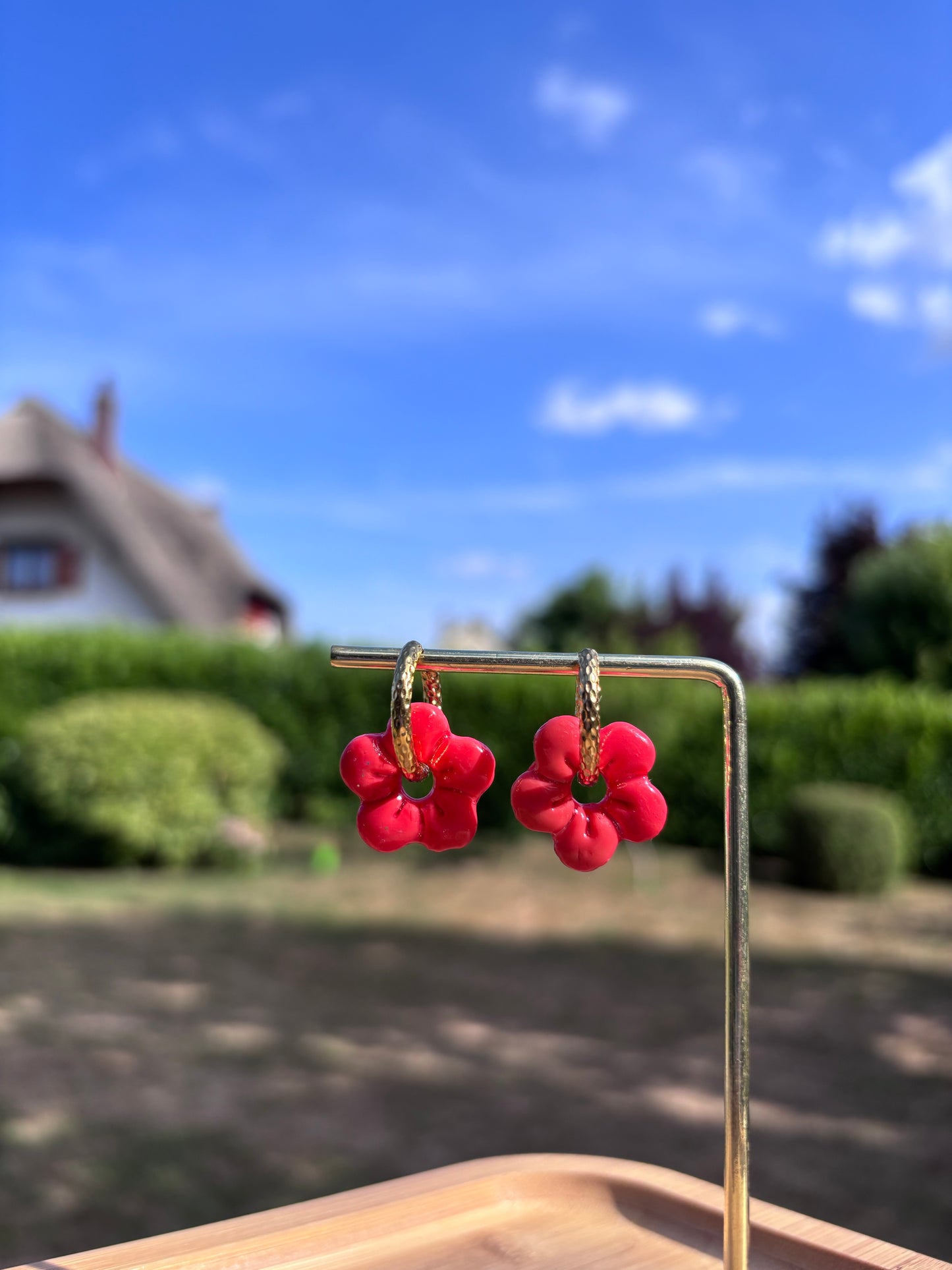 Créoles Capucine framboise | Théia Bijoux