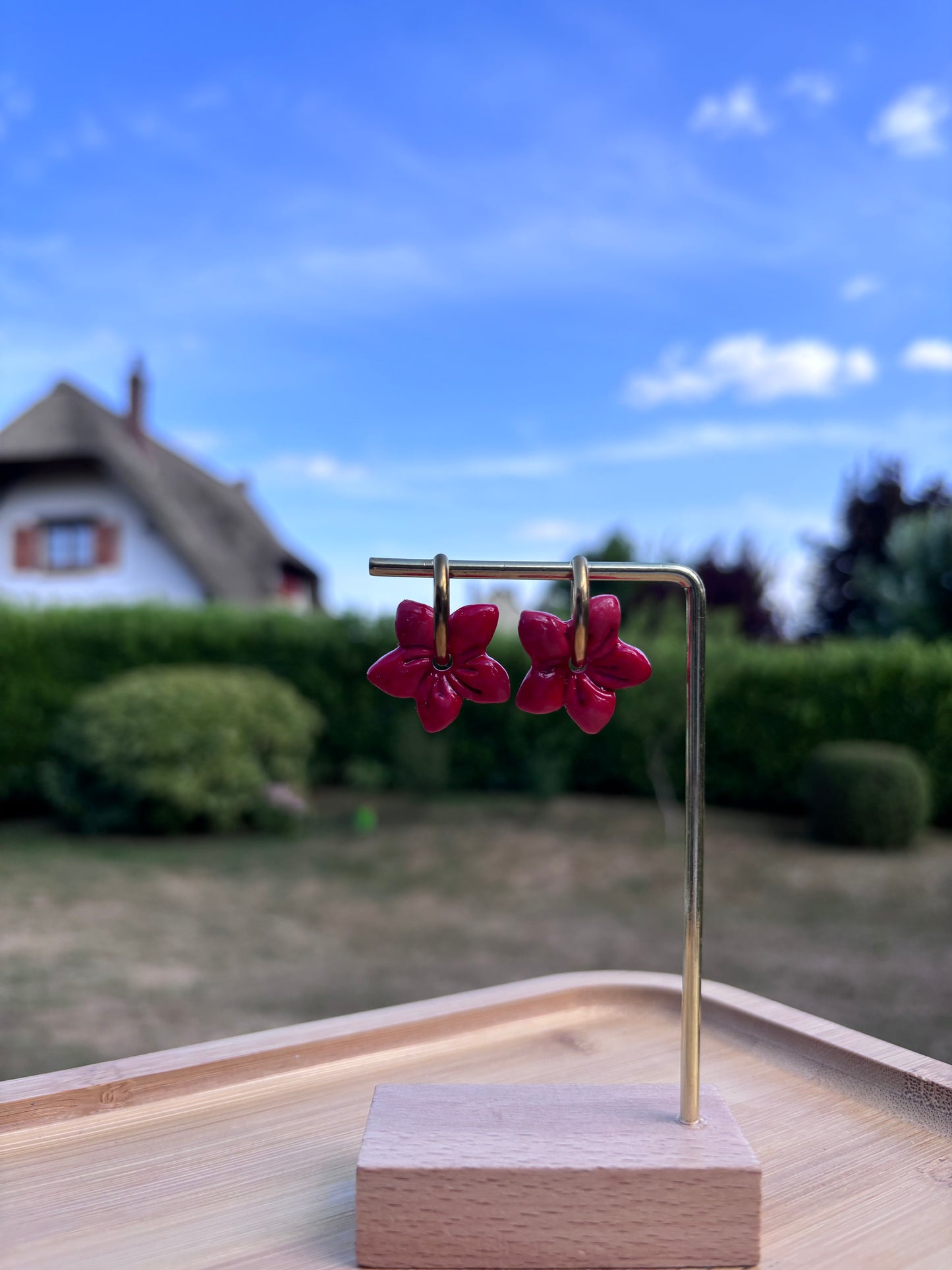 Créoles Garance framboise | Théia Bijoux