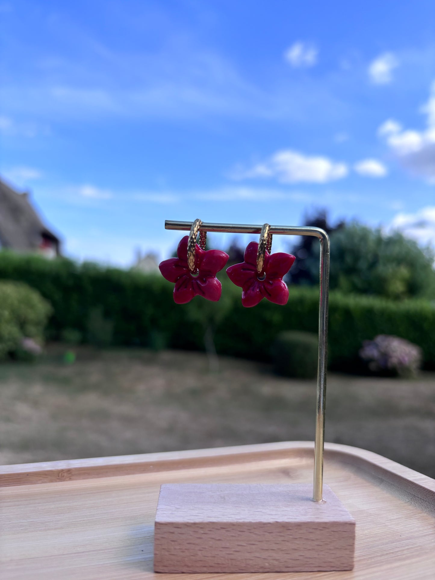 Créoles Garance framboise | Théia Bijoux
