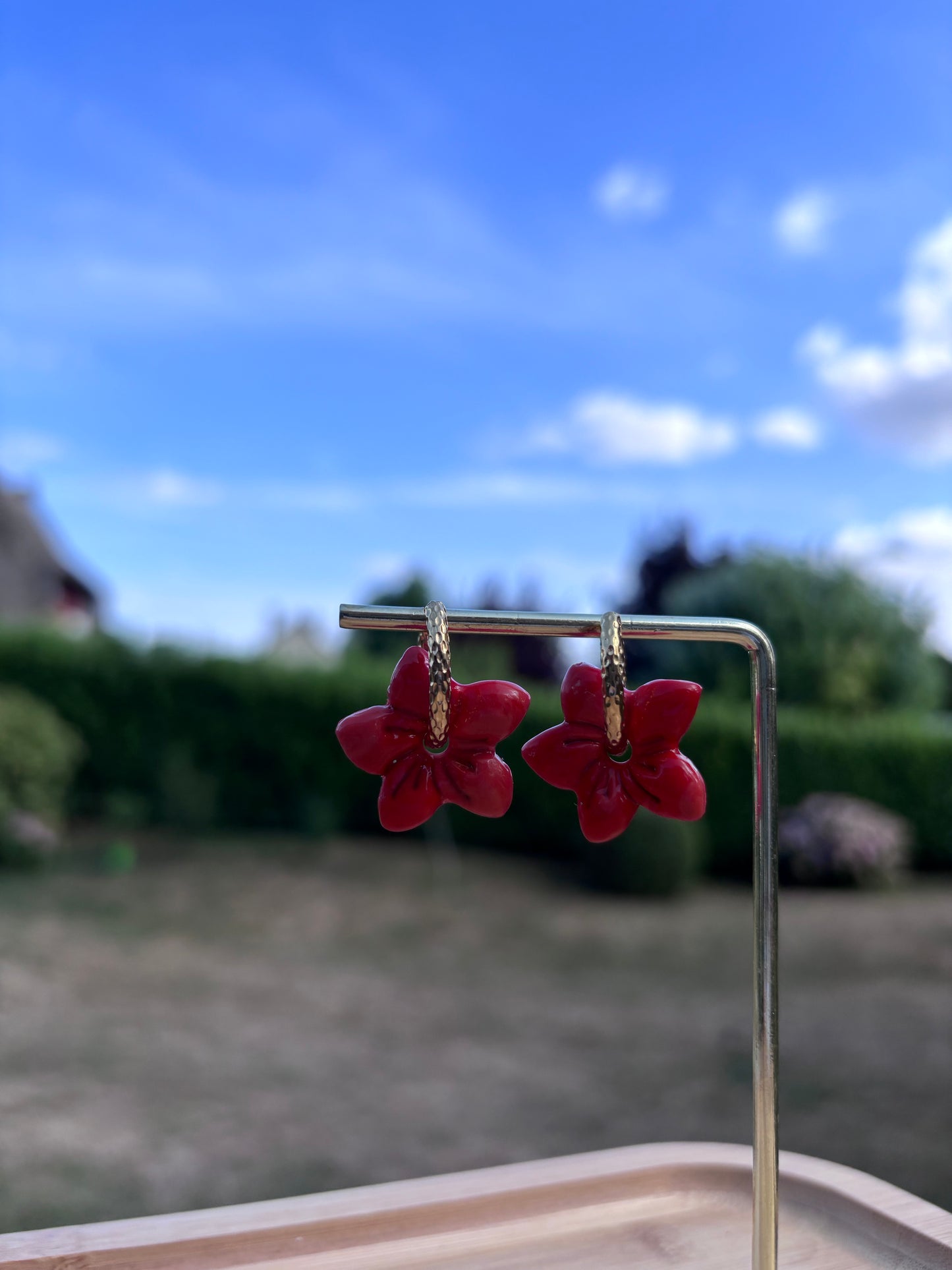 Créoles Garance framboise | Théia Bijoux