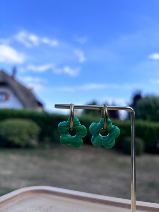 Créoles Margarita marbre vert | Théia Bijoux