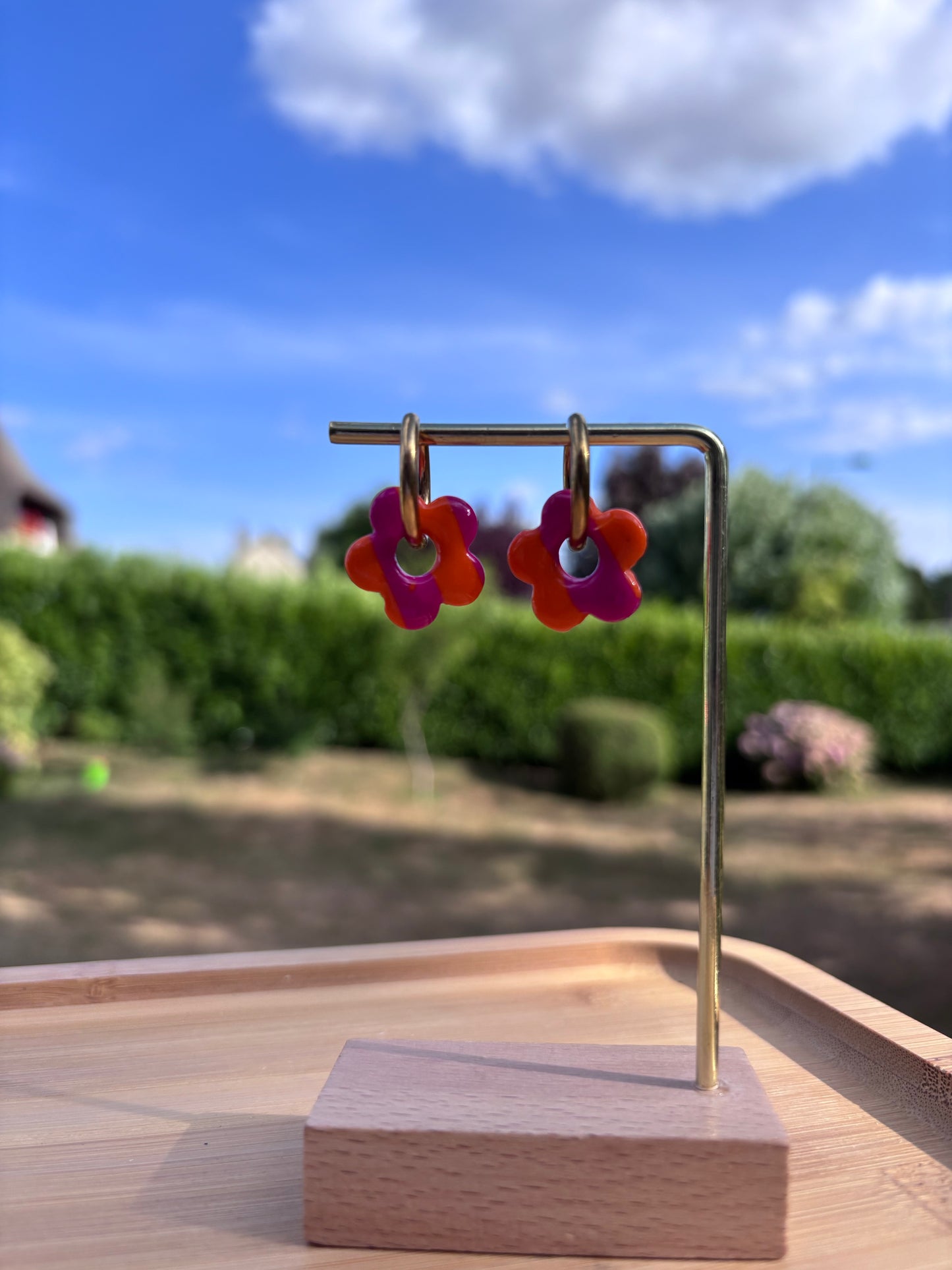 Créoles Margarita orange et rose | Théia Bijoux