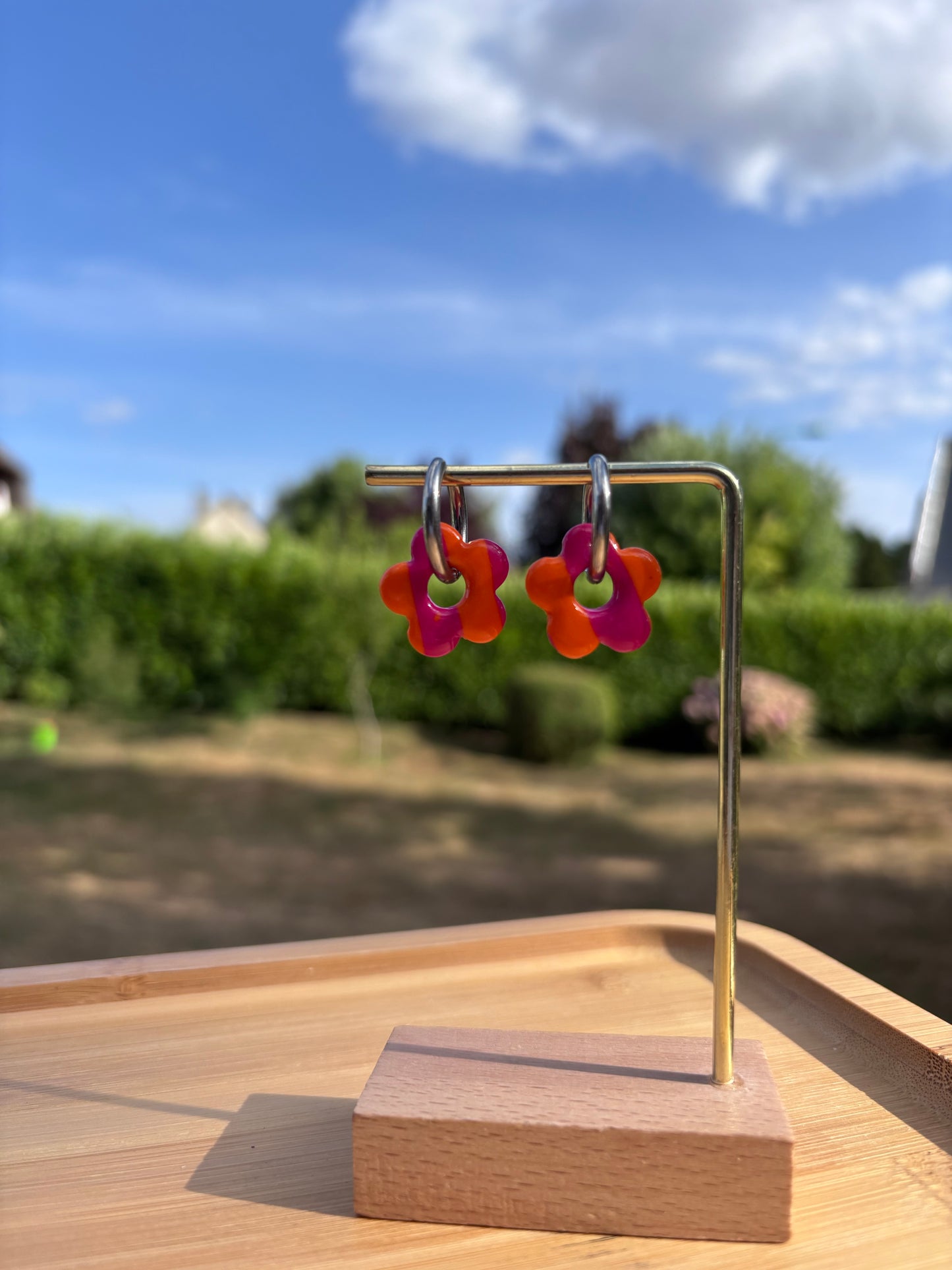Créoles Margarita orange et rose | Théia Bijoux