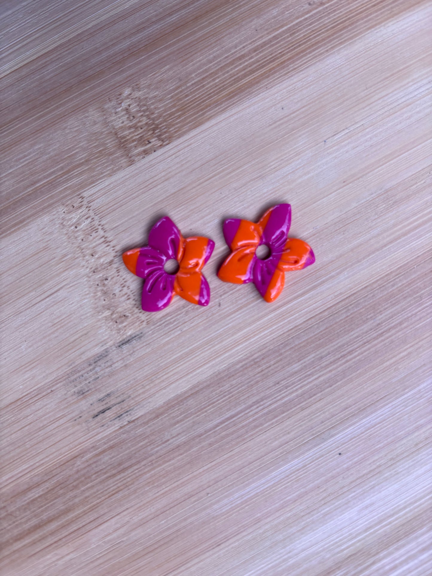 Créoles Garance rose et orange | Théia Bijoux