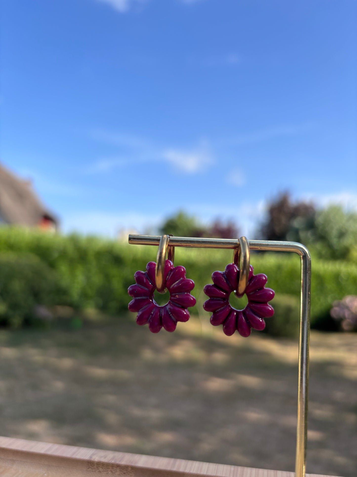 Créoles Aglaé grenadine | Théia Bijoux