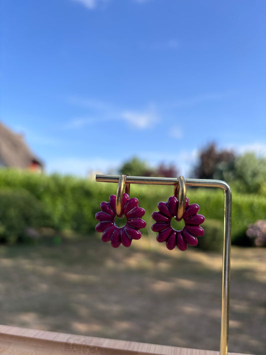 Créoles Aglaé grenadine | Théia Bijoux