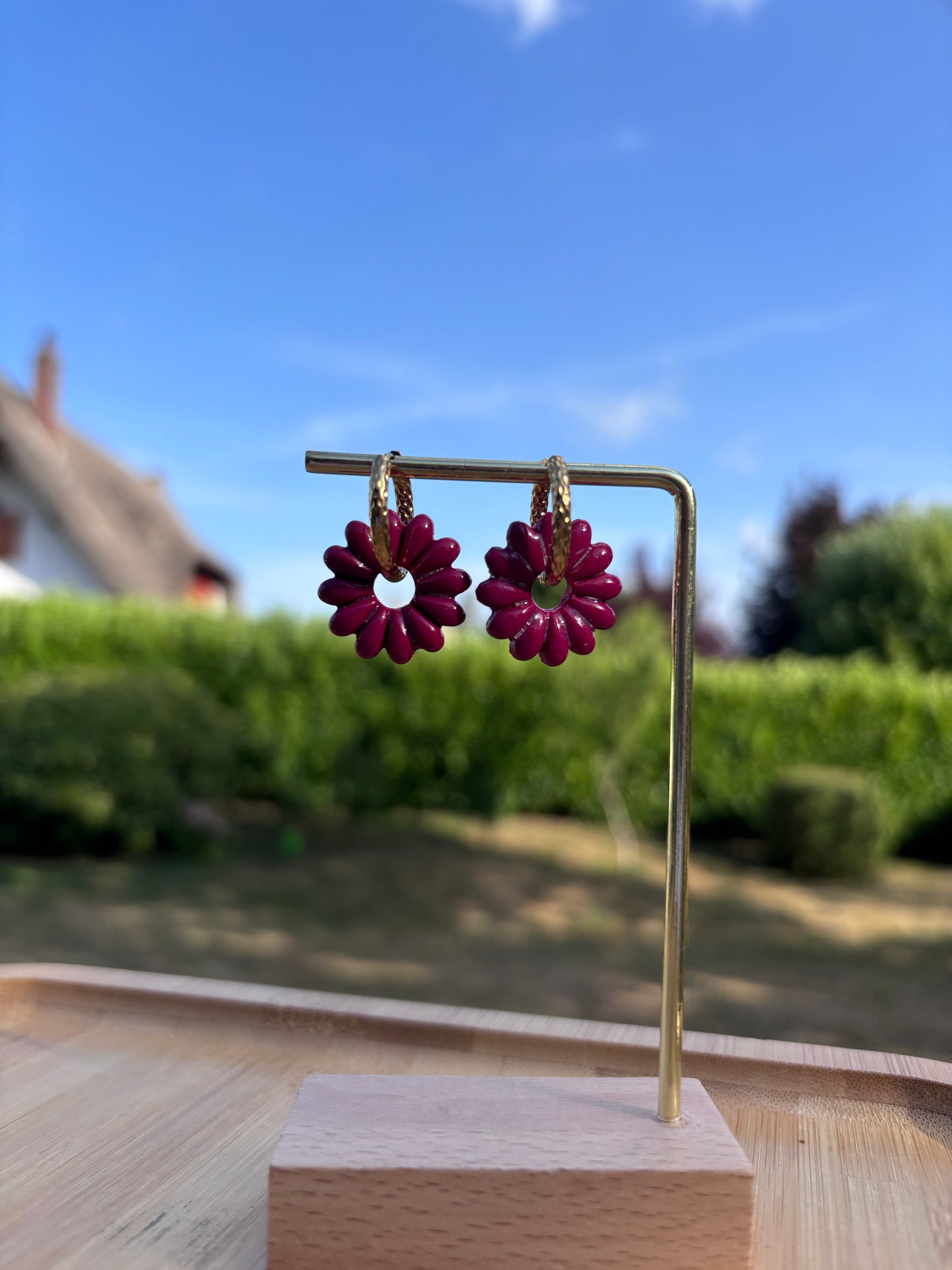 Créoles Aglaé grenadine | Théia Bijoux
