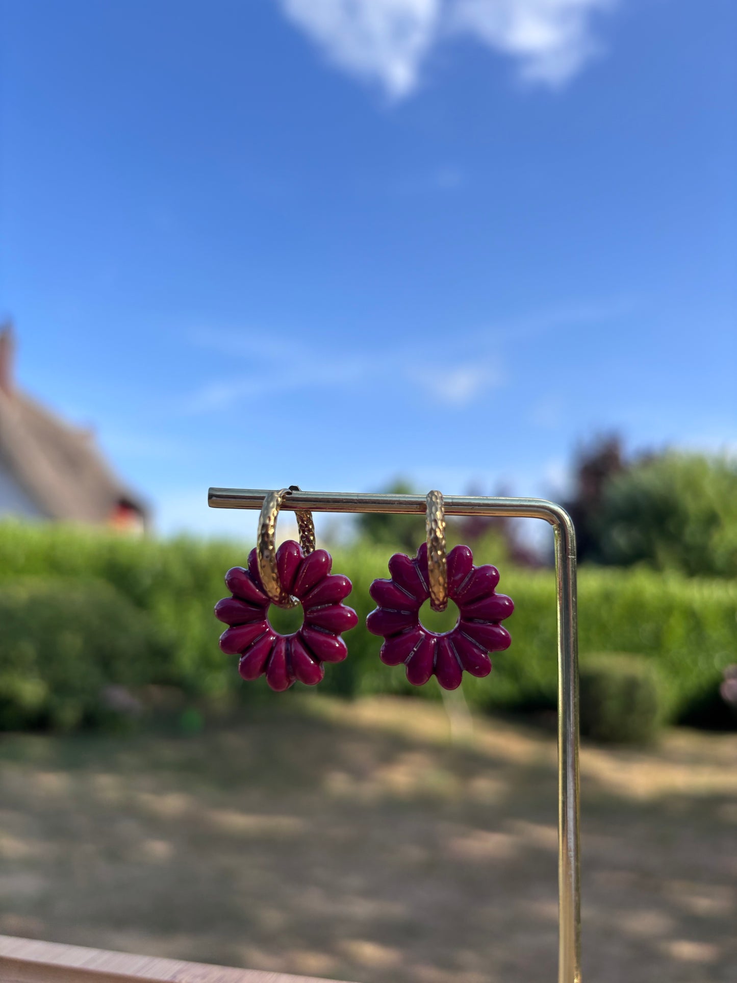 Créoles Aglaé grenadine | Théia Bijoux