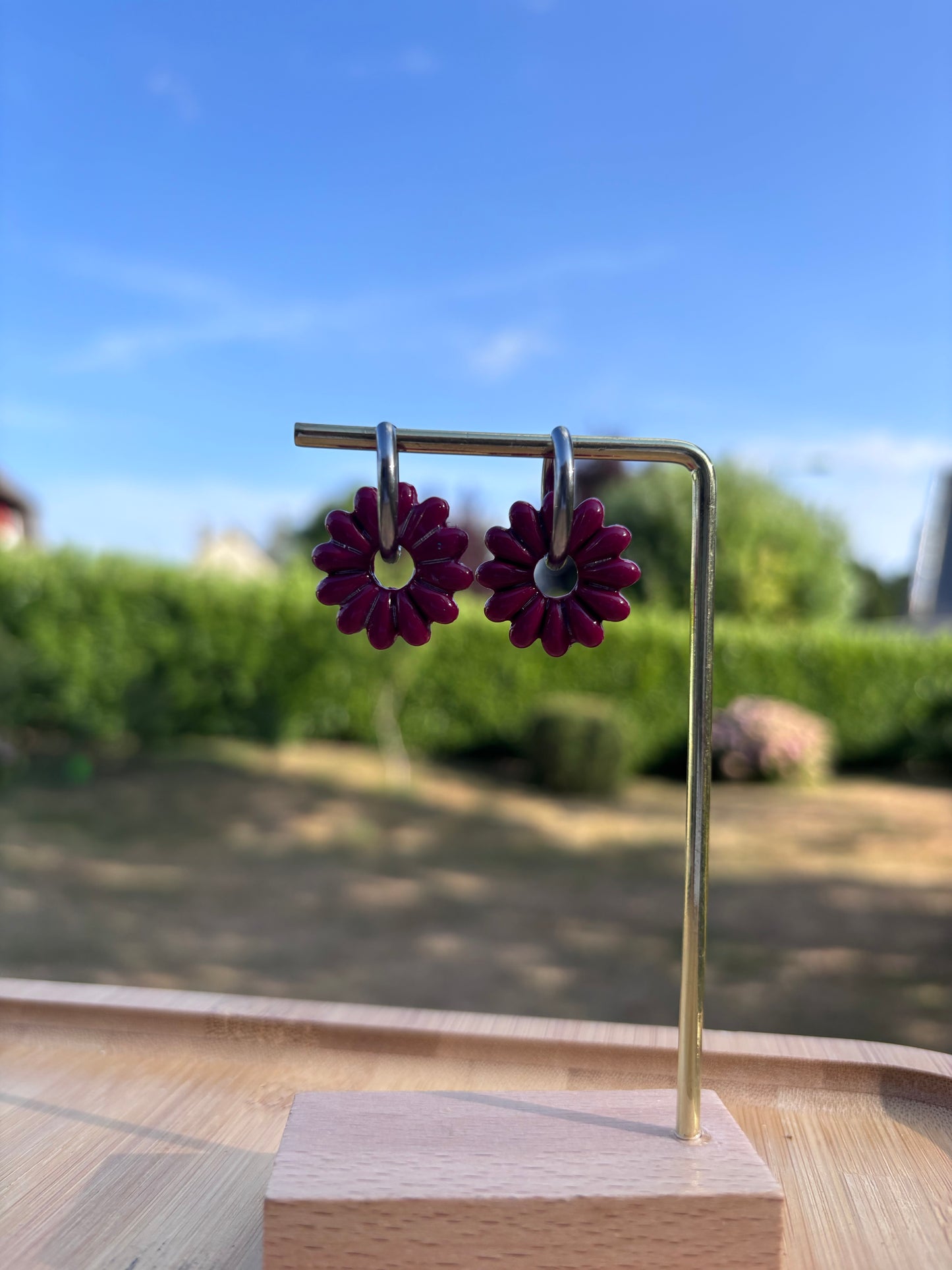 Créoles Aglaé grenadine | Théia Bijoux