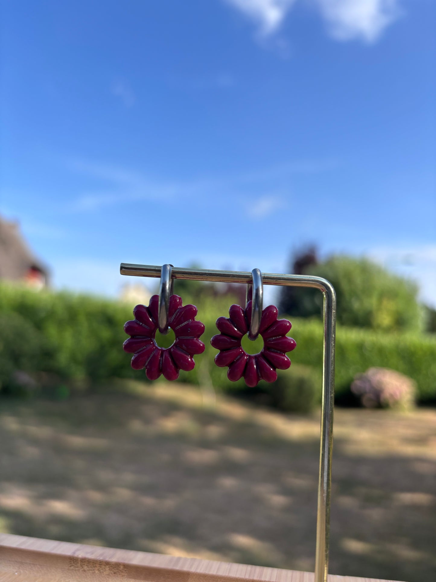 Créoles Aglaé grenadine | Théia Bijoux