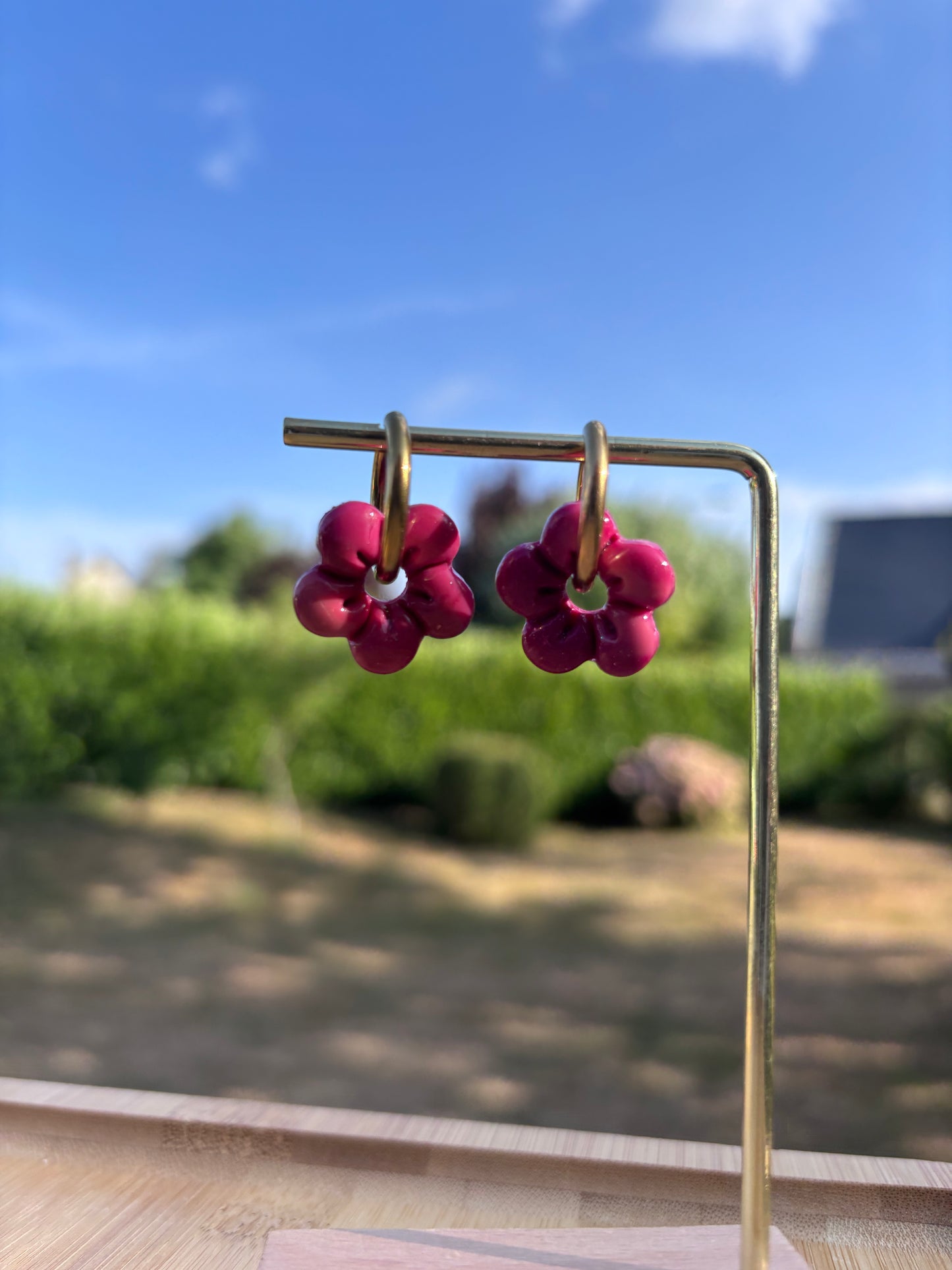 Créoles Capucine grenadine | Théia Bijoux