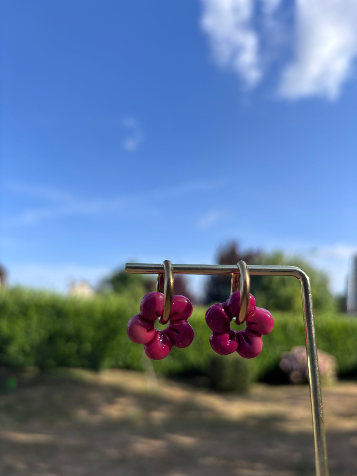 Créoles Capucine grenadine | Théia Bijoux