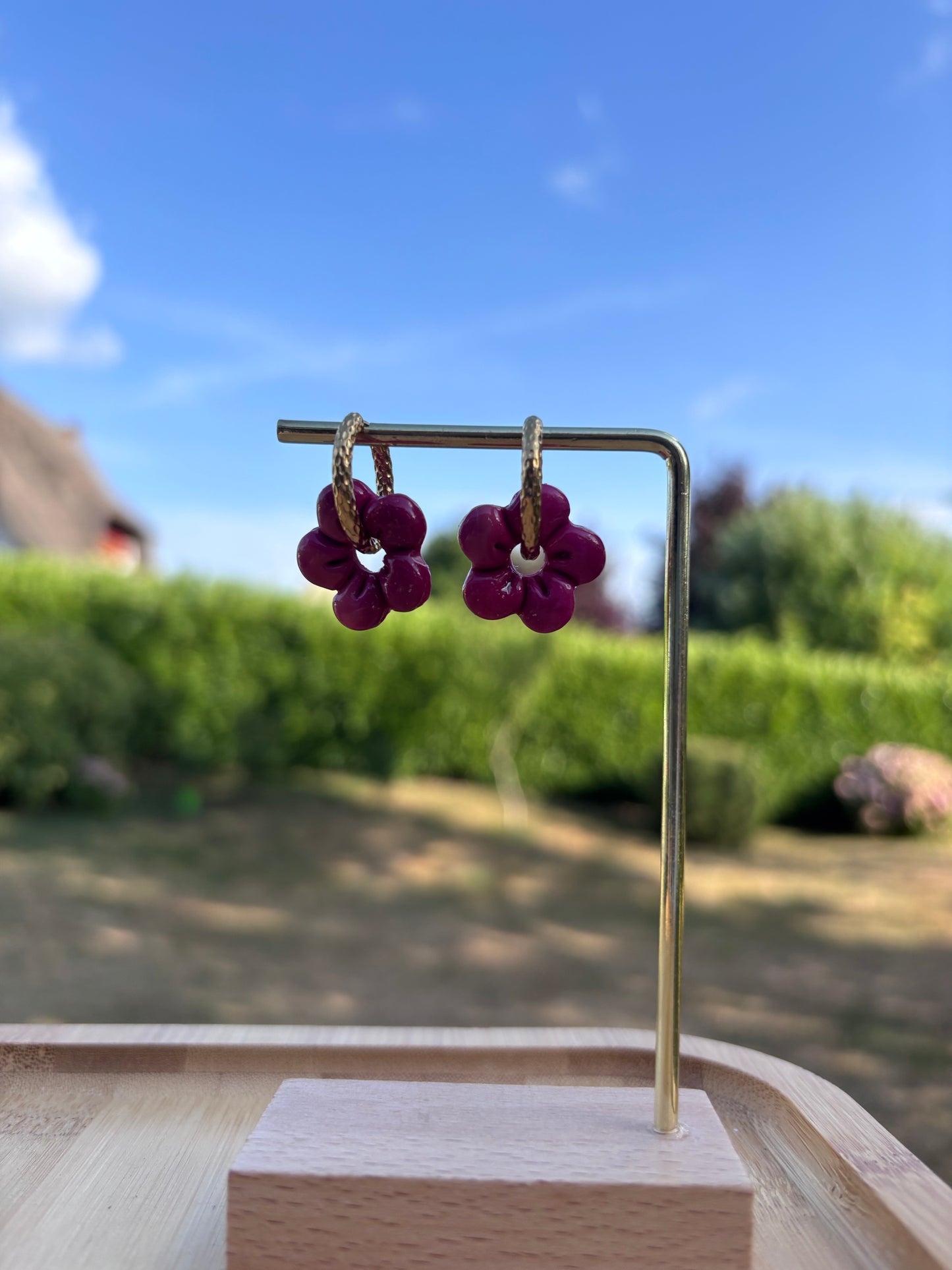 Créoles Capucine grenadine | Théia Bijoux