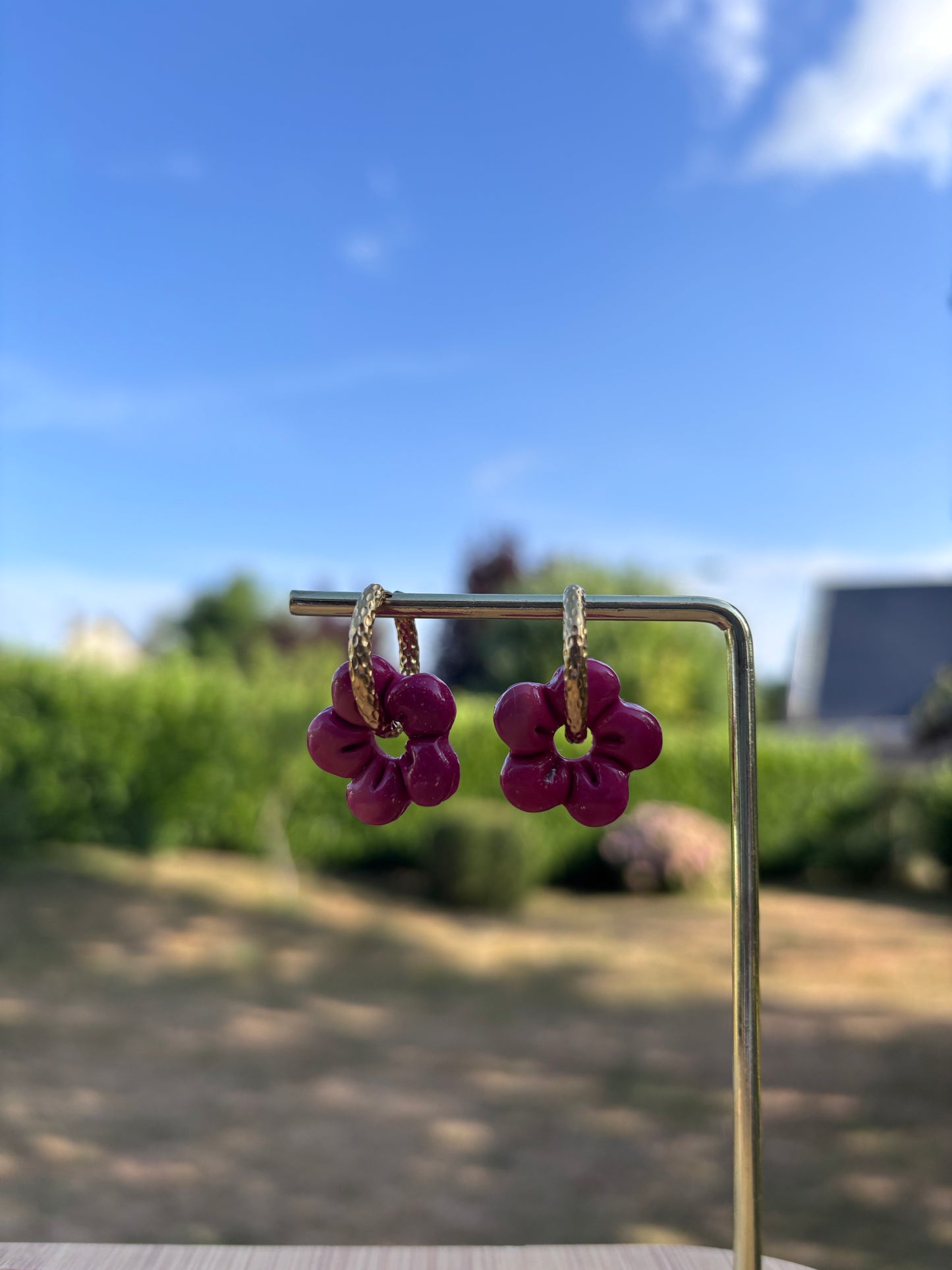 Créoles Capucine grenadine | Théia Bijoux