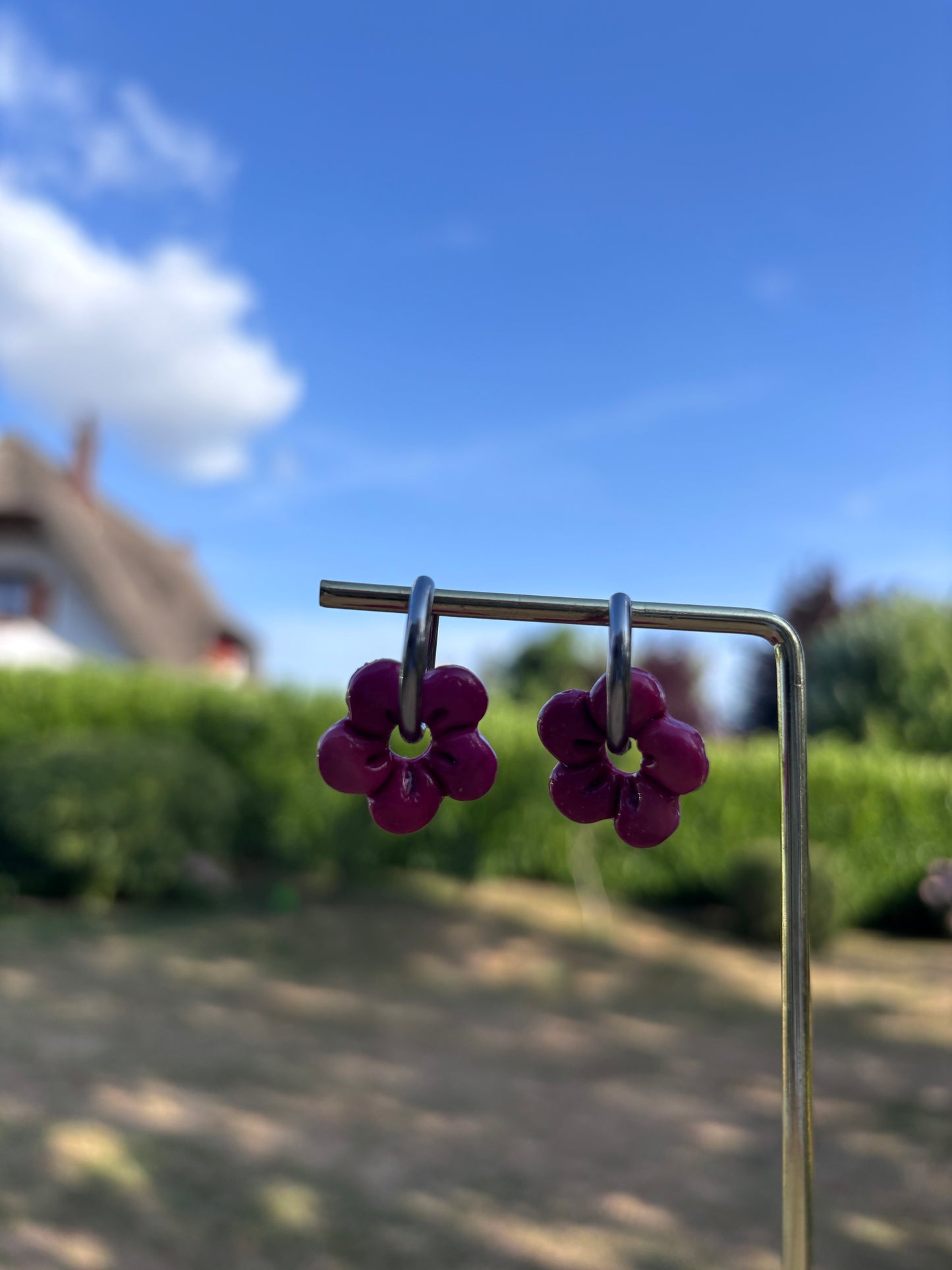 Créoles Capucine grenadine | Théia Bijoux