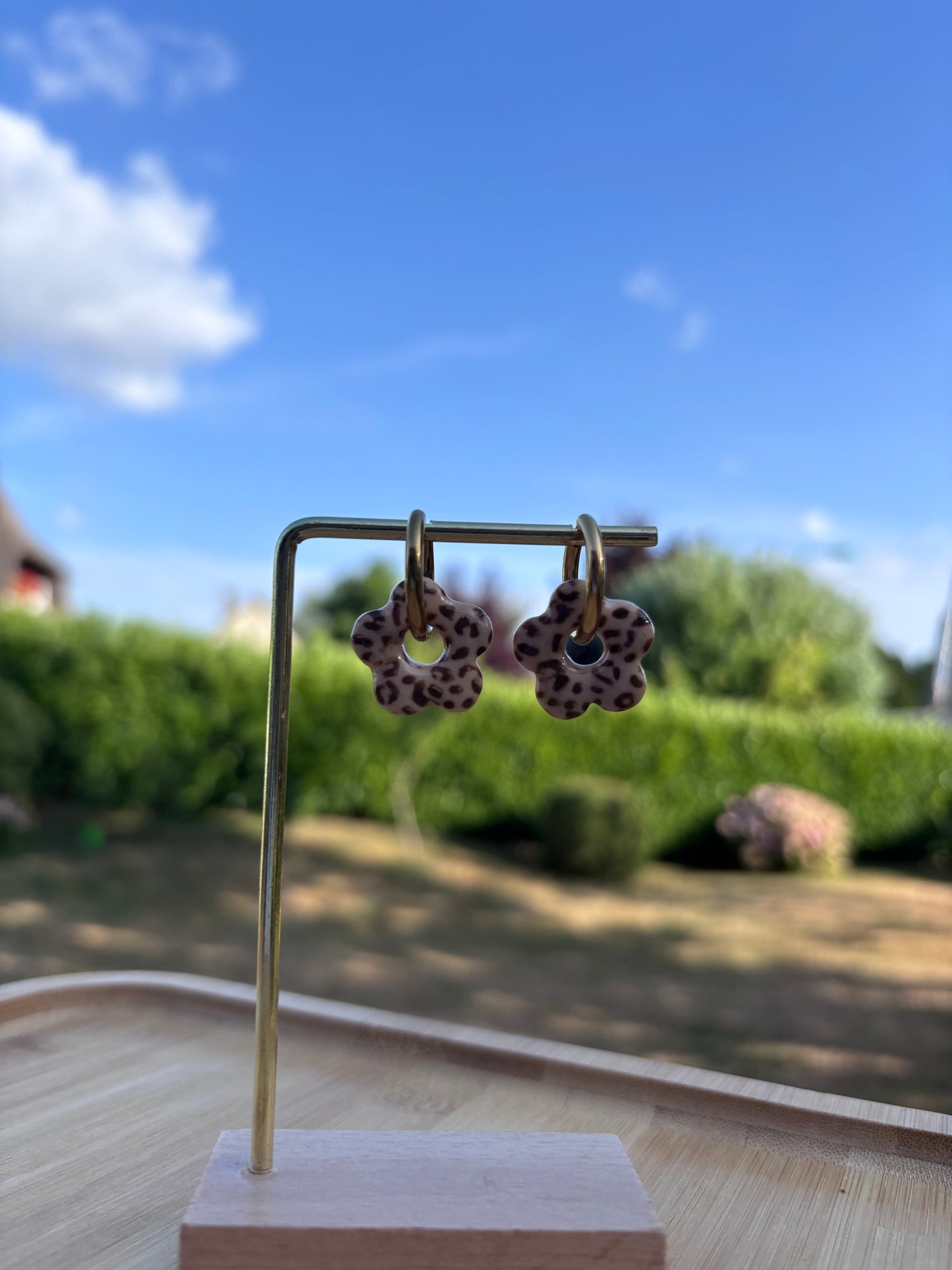 Créoles Margarita léopard beige | Théia Bijoux