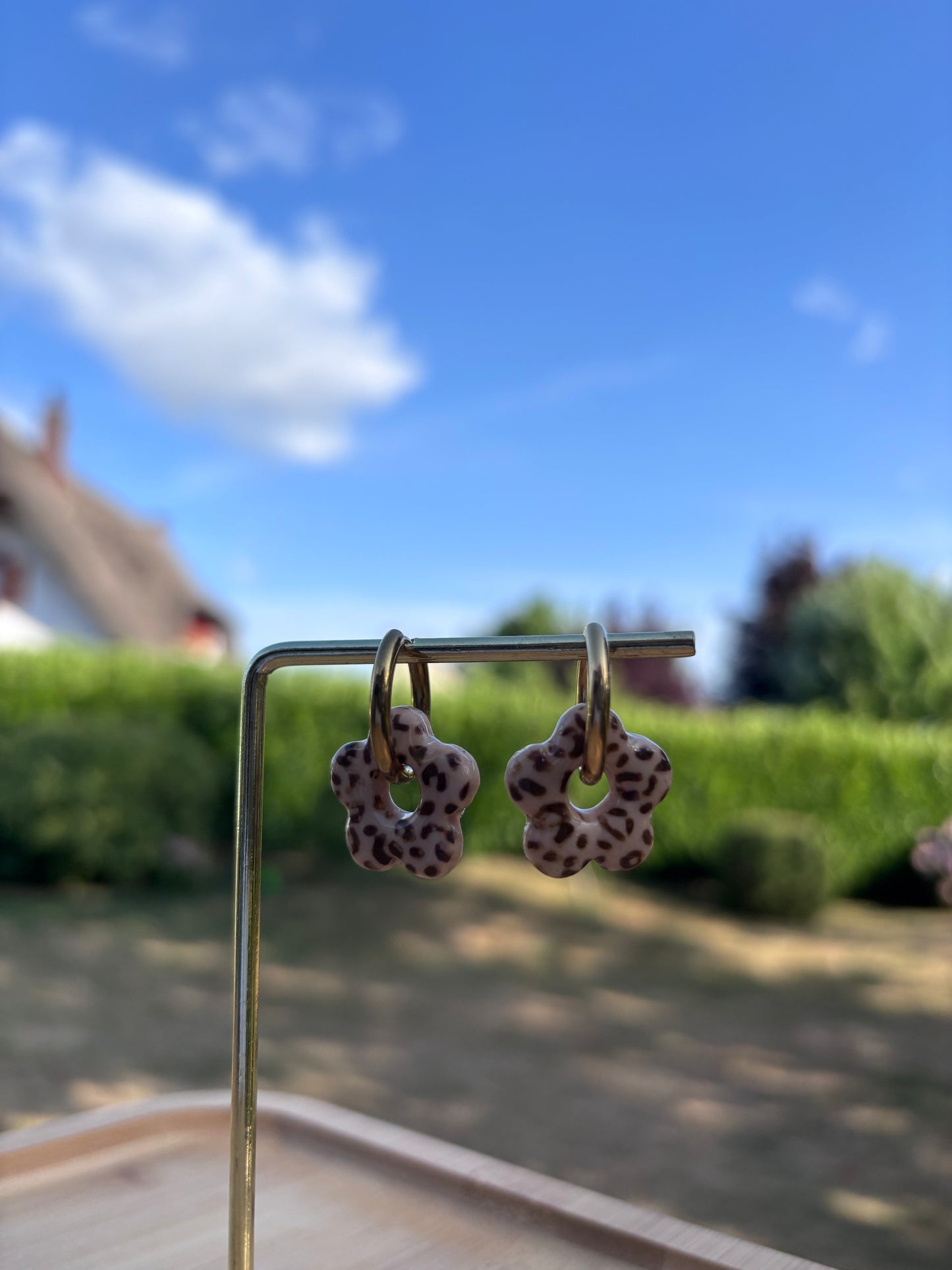Créoles Margarita léopard beige | Théia Bijoux
