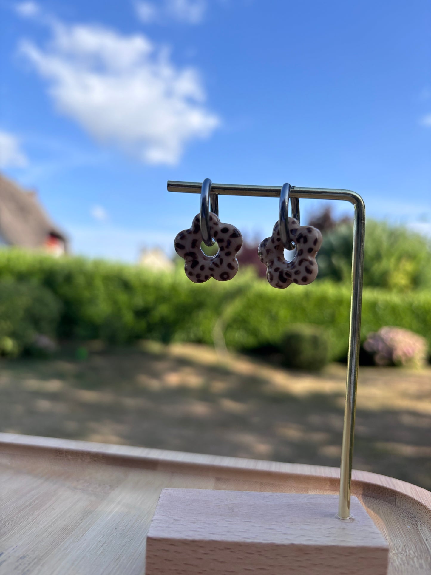 Créoles Margarita léopard beige | Théia Bijoux