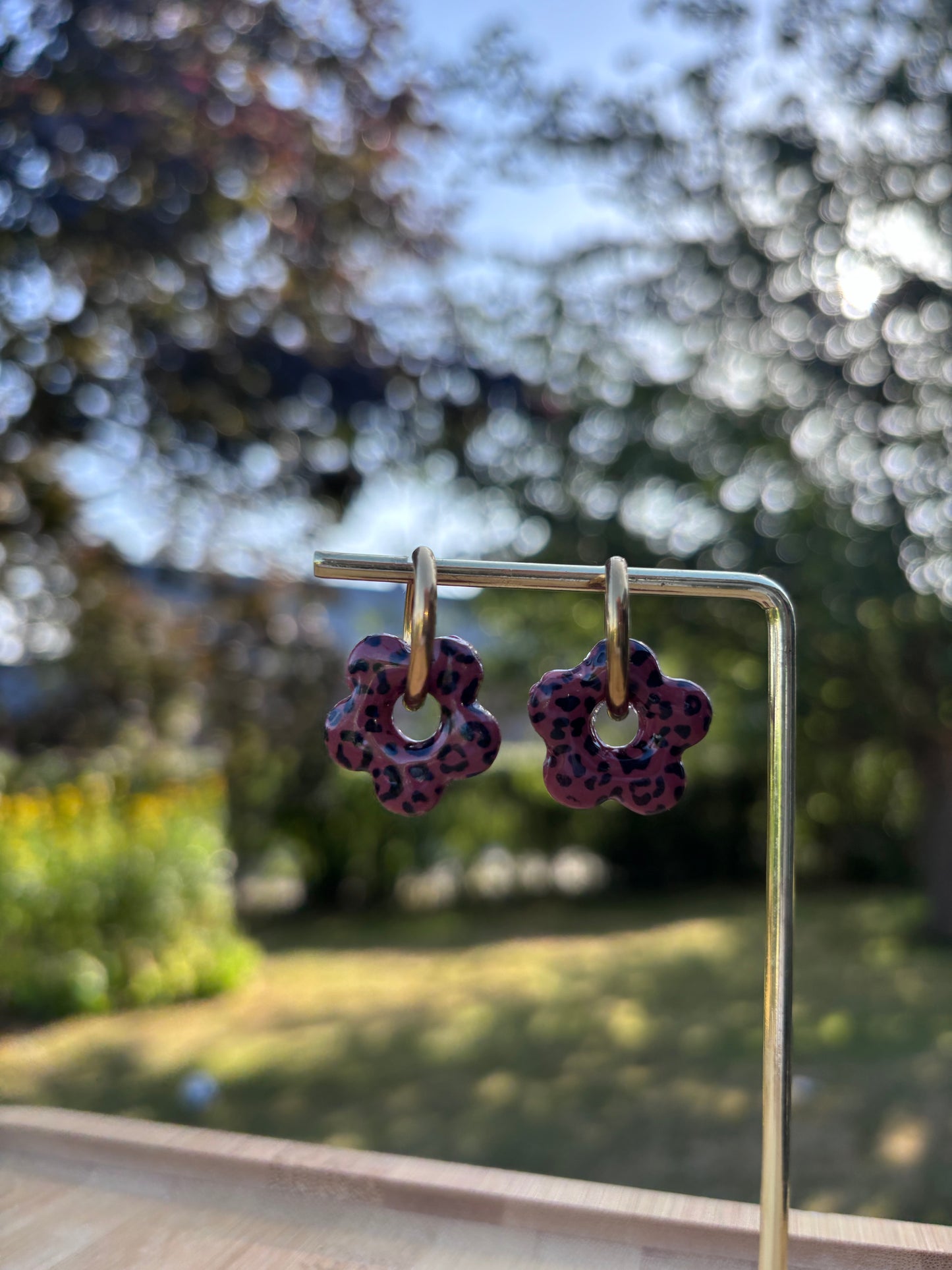 Créoles Margarita léopard foncée| Théia Bijoux