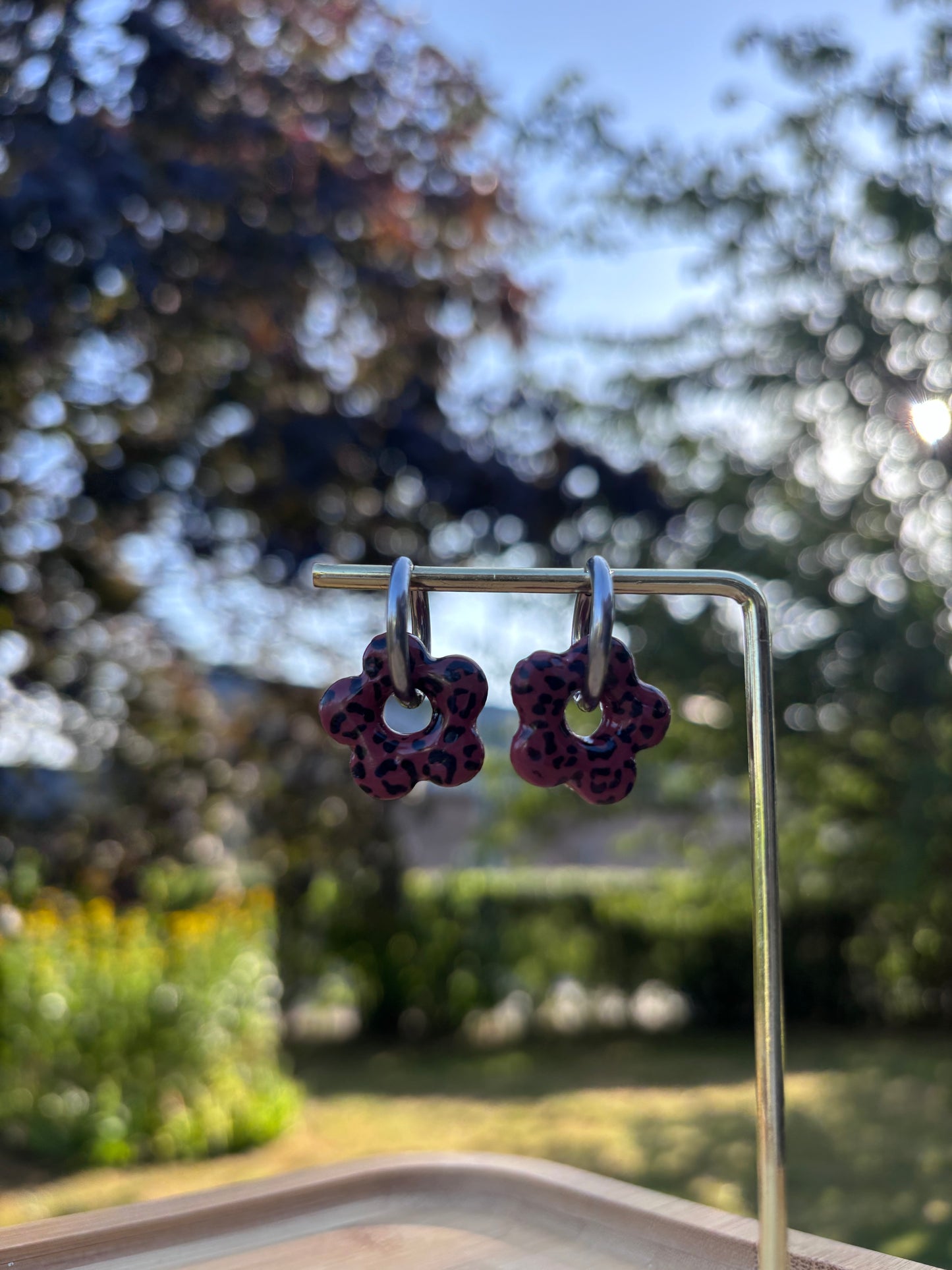Créoles Margarita léopard foncée| Théia Bijoux
