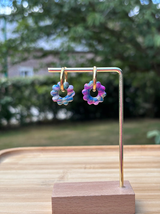 Créoles Rose galaxy | Théia Bijoux