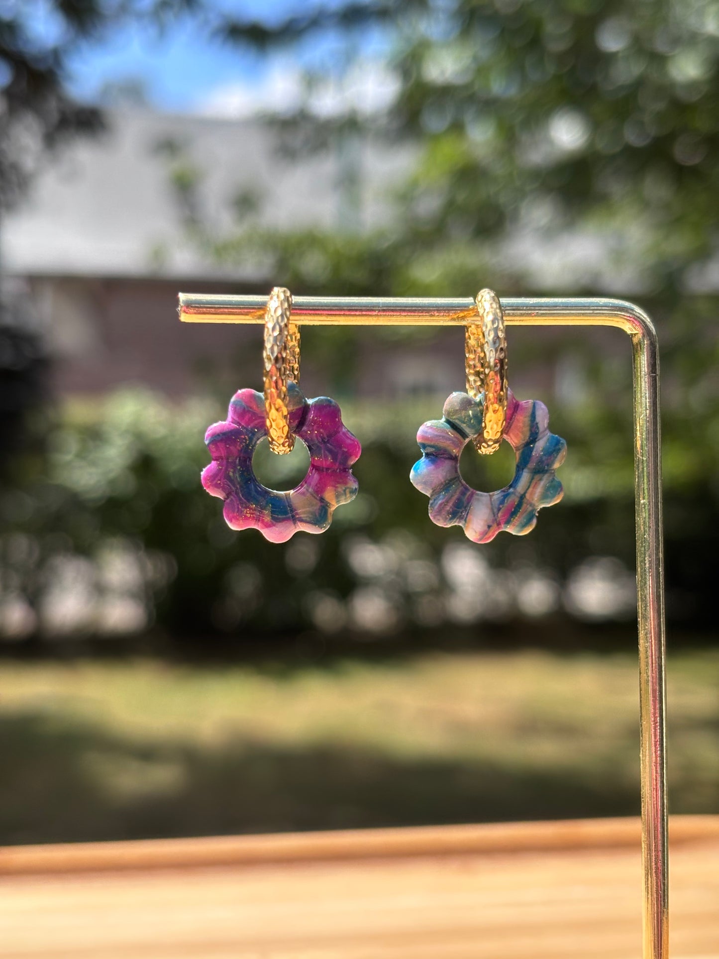 Créoles Rose galaxy | Théia Bijoux
