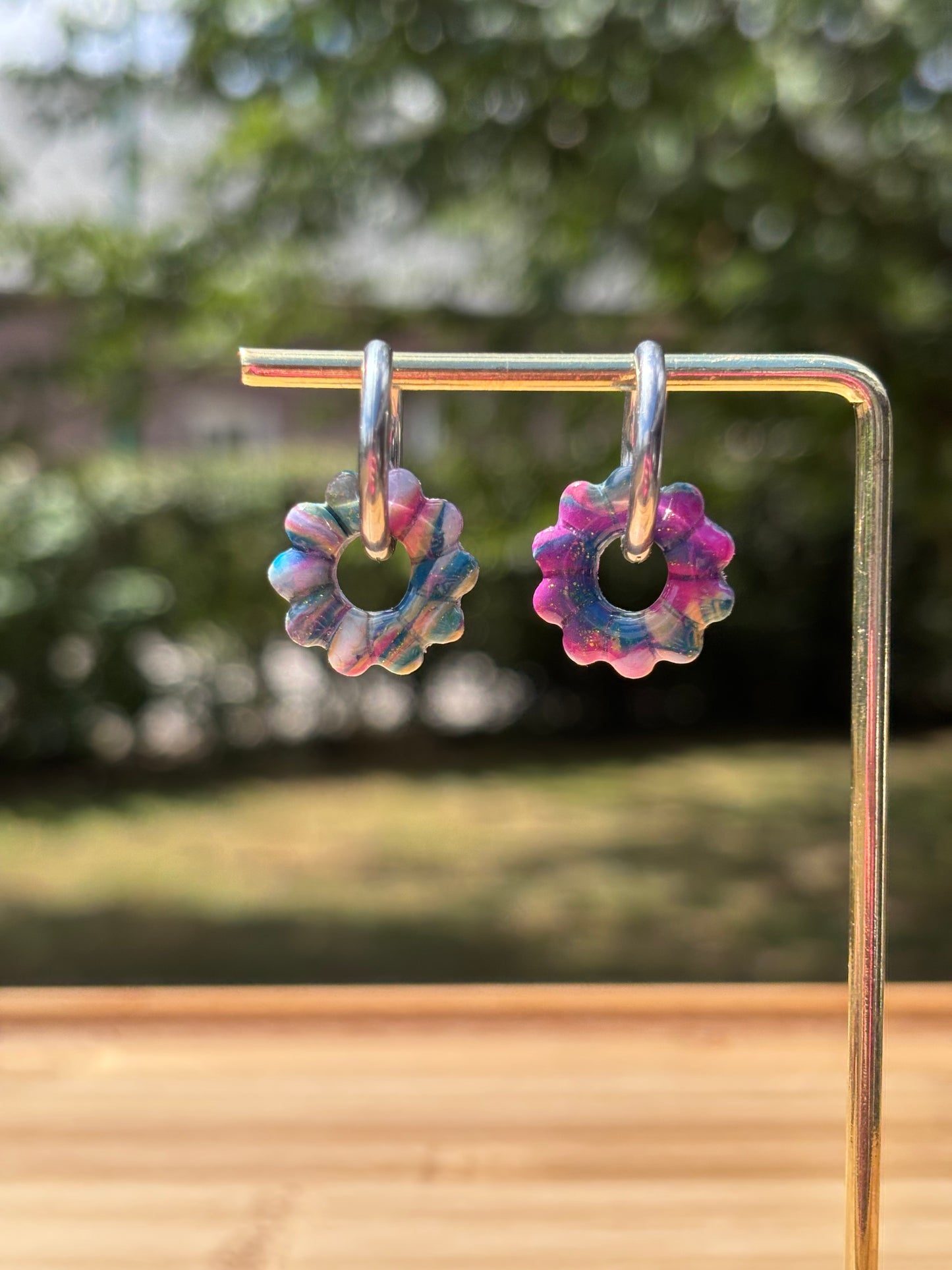 Créoles Rose galaxy | Théia Bijoux