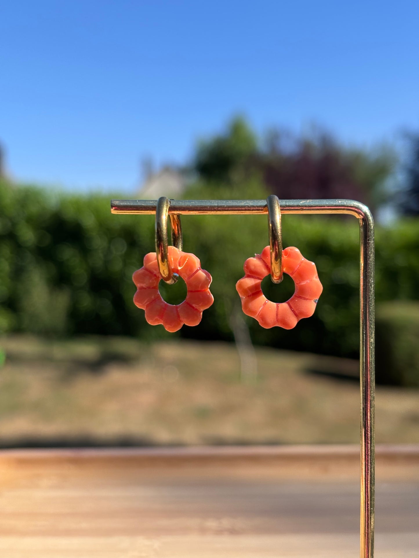 Créoles Rose orange | Théia Bijoux