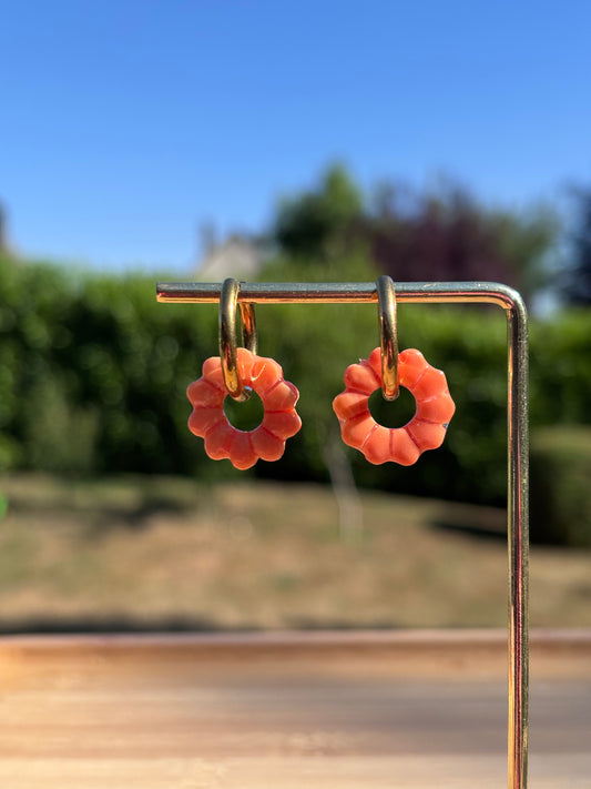 Créoles Rose orange | Théia Bijoux