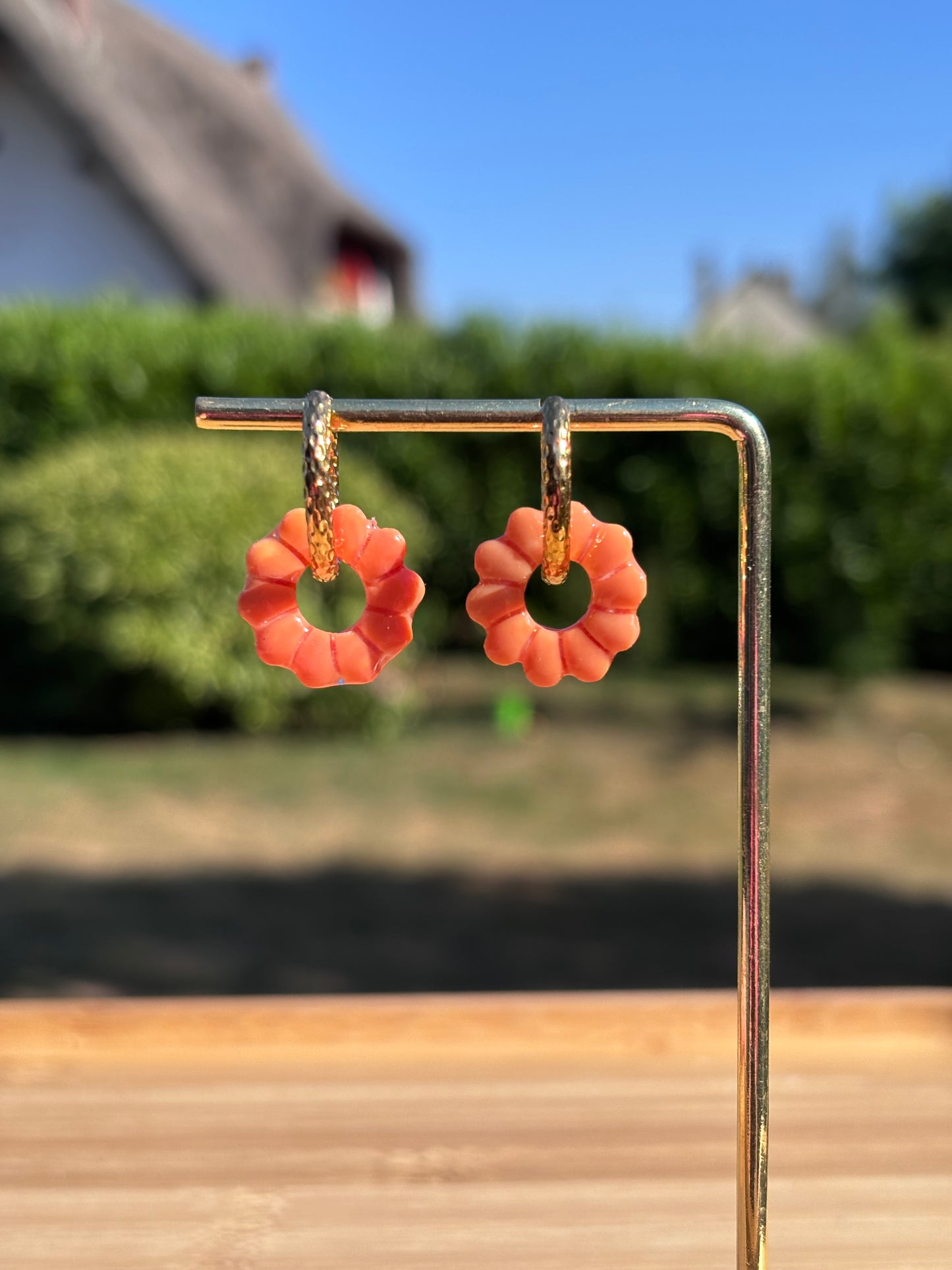 Créoles Rose orange | Théia Bijoux