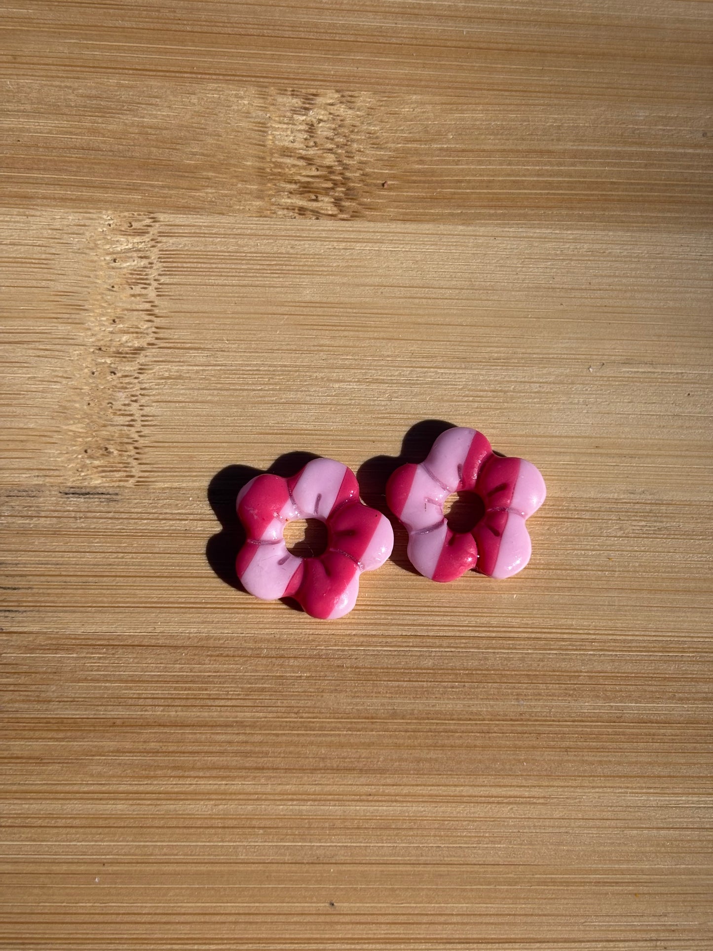 Créoles Capucine rayées roses | Théia Bijoux
