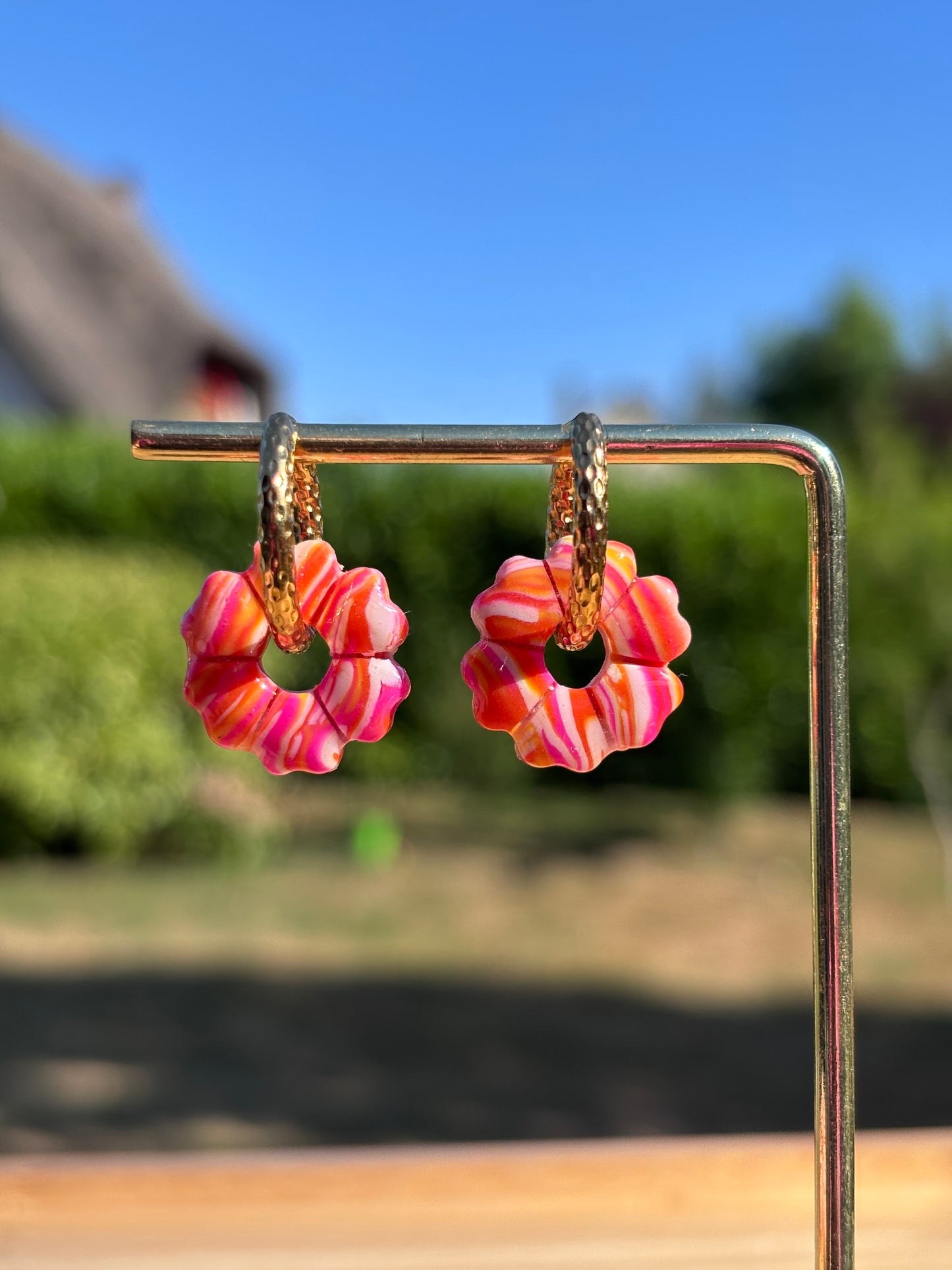 Créoles Camélia sunset | Théia Bijoux