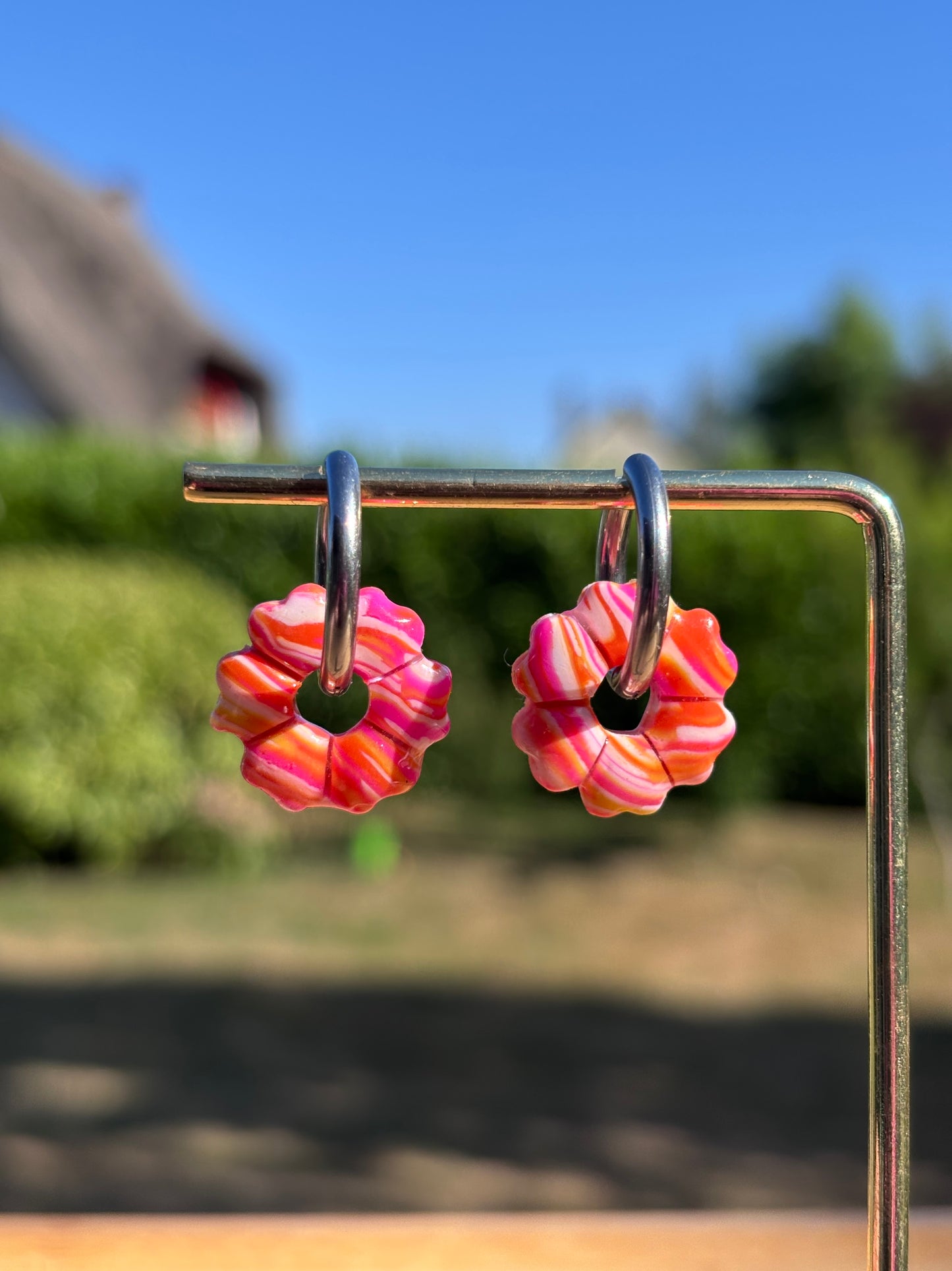 Créoles Camélia sunset | Théia Bijoux
