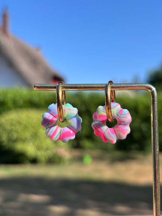 Créoles Camélia pastel | Théia Bijoux